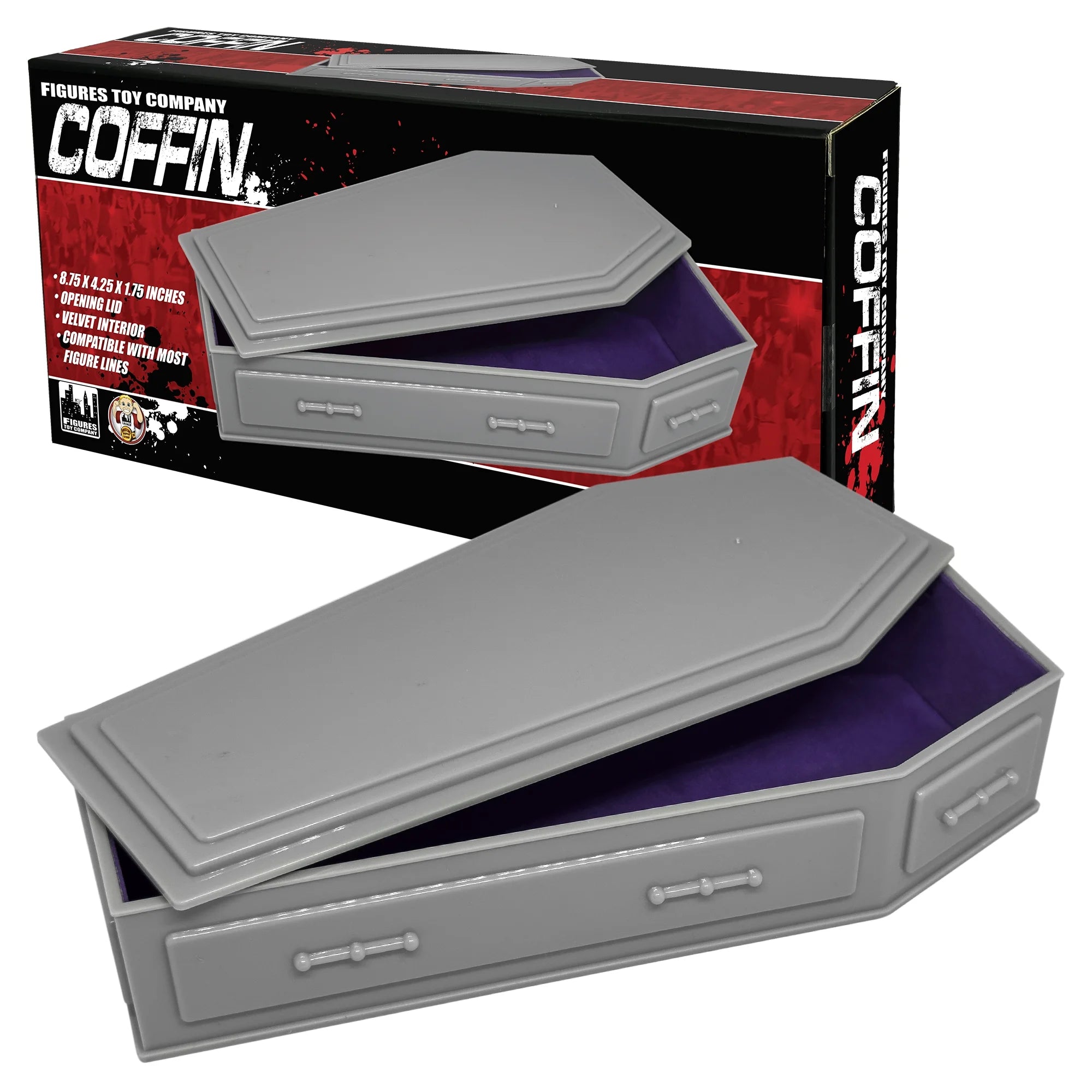 Gray Coffin for WWE & AEW Wrestling Action Figures