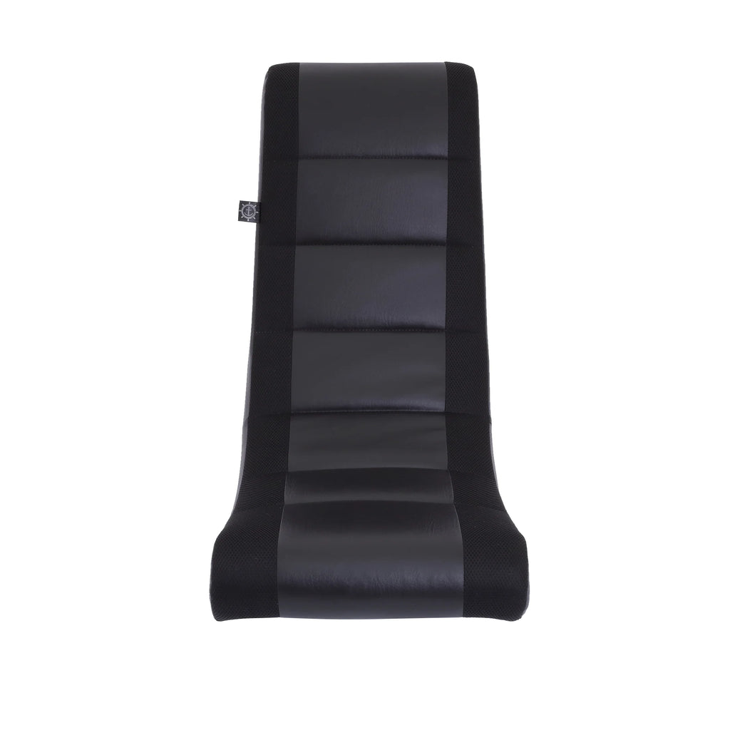 Classic Video Rocker Floor Gaming Chair, Kids and Teens, PU Faux Leather & Polyester Mesh, Black/Black