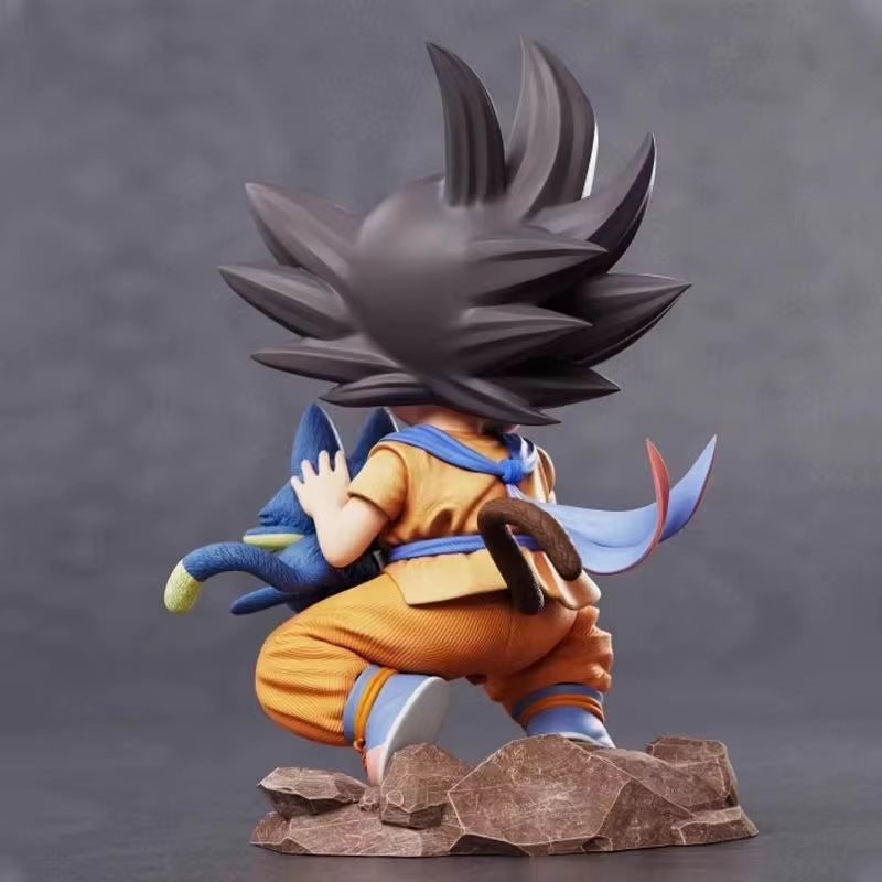 Dragon Ball 15Cm Childhood Little Goku Hugs Puer Ya Mu Tea Little Follower Figures Statue Pvc Model Statue Collection Toys Gift