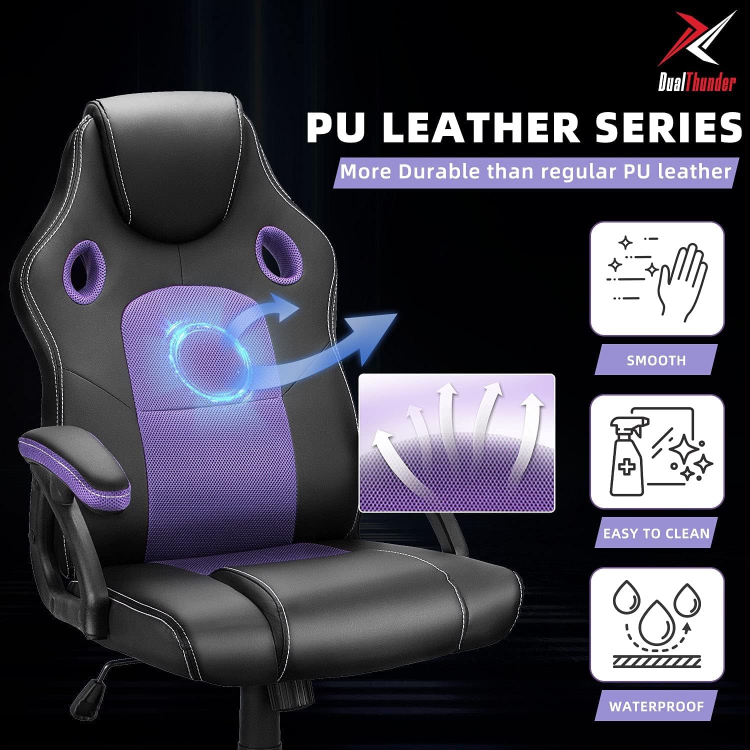Gaming Office Chair, Ergonomic Cheap Gaming Chair, Computer Chair Video Game Chairs, Reclining Rolling Gaming Chairs for Adults, Teens and Gamer, Desk Office Chairs Clearance, Purple