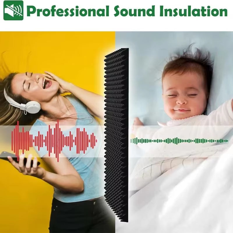 12PCS Self-Adhesive Soundproof Wall Panels Acoustic Foam Tiles Noise Reduction Home Studio Bedroom Sound Deadening Stick