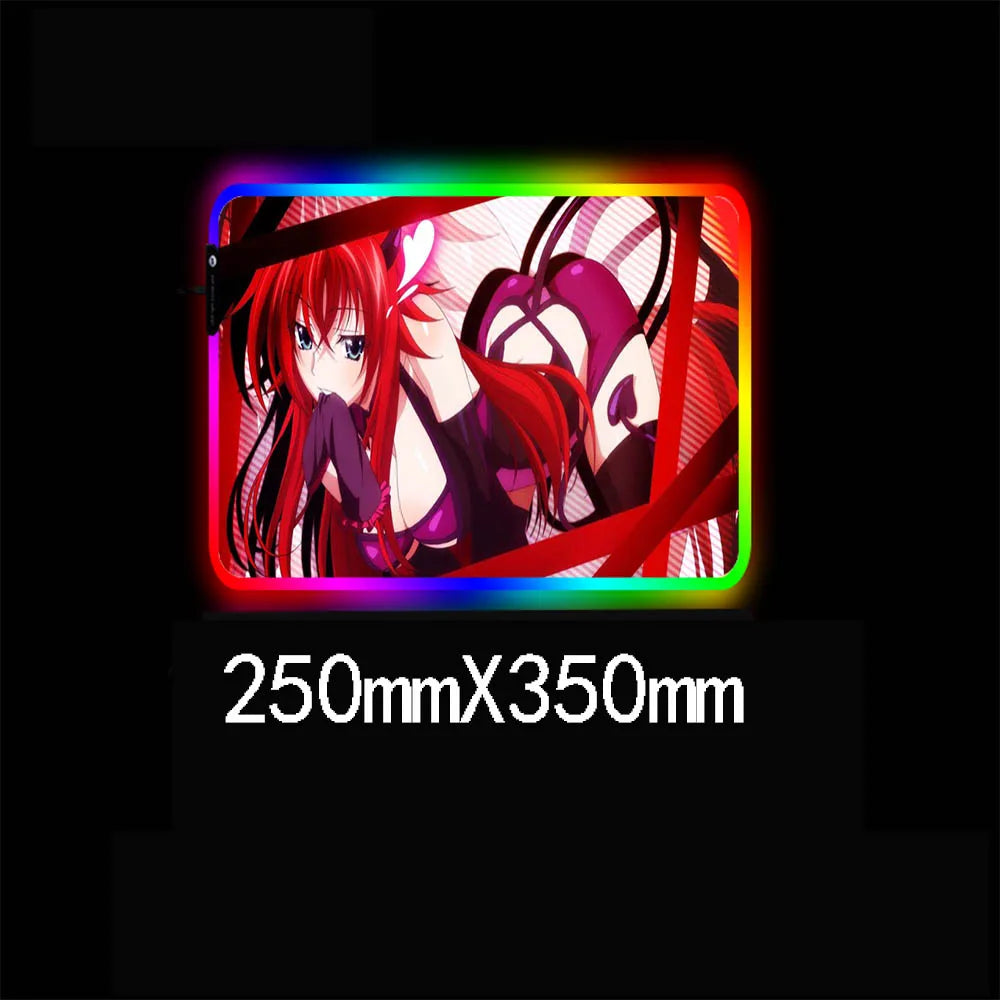 Anime High School DXD Mouse Pad RGB Anime Keyboard LED Carpet Gloway Mesa with USB Backlight Game Room Accessories Pad PC XXL