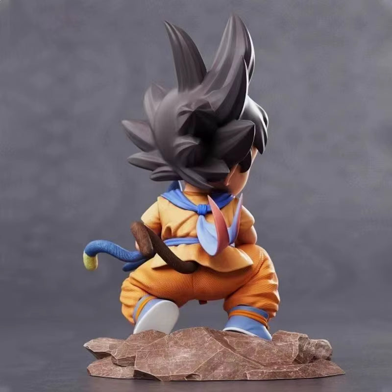 Dragon Ball 15Cm Childhood Little Goku Hugs Puer Ya Mu Tea Little Follower Figures Statue Pvc Model Statue Collection Toys Gift