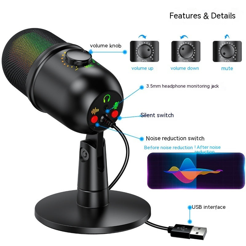 USB Microphone RGB Live Microphone RoomMode