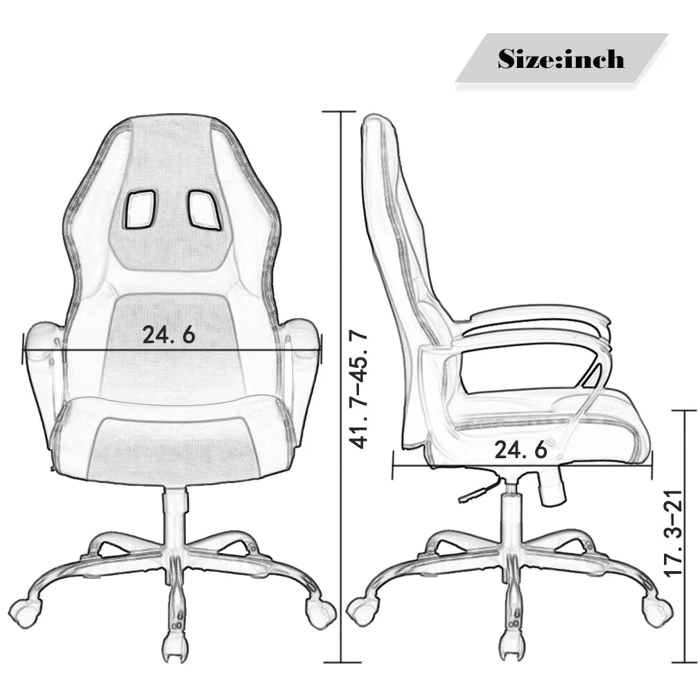 Ergonomic Gaming Chair, Lumbar Support, Swivel Rolling for Men, Women(Blue)