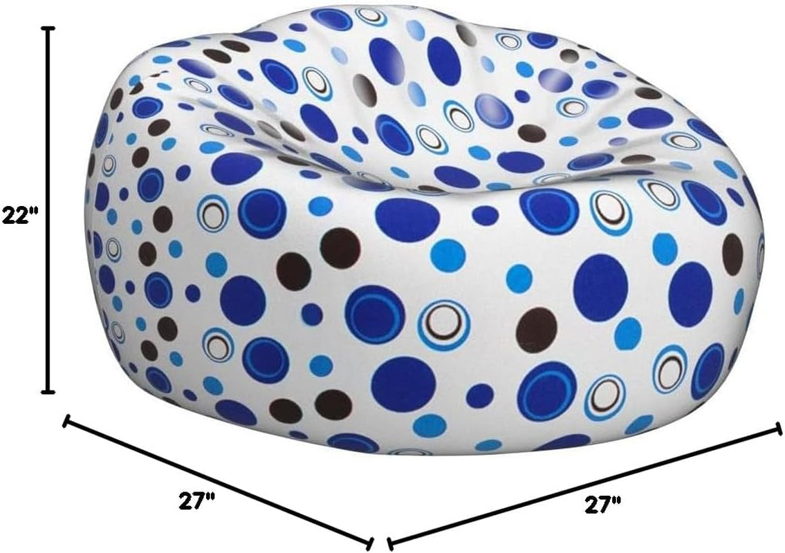 Bean Bag Chair for Kids, Teens, and Adults Includes Removable and Machine Washable Cover, Canvas Bubbles Blue and White, 27In - Medium