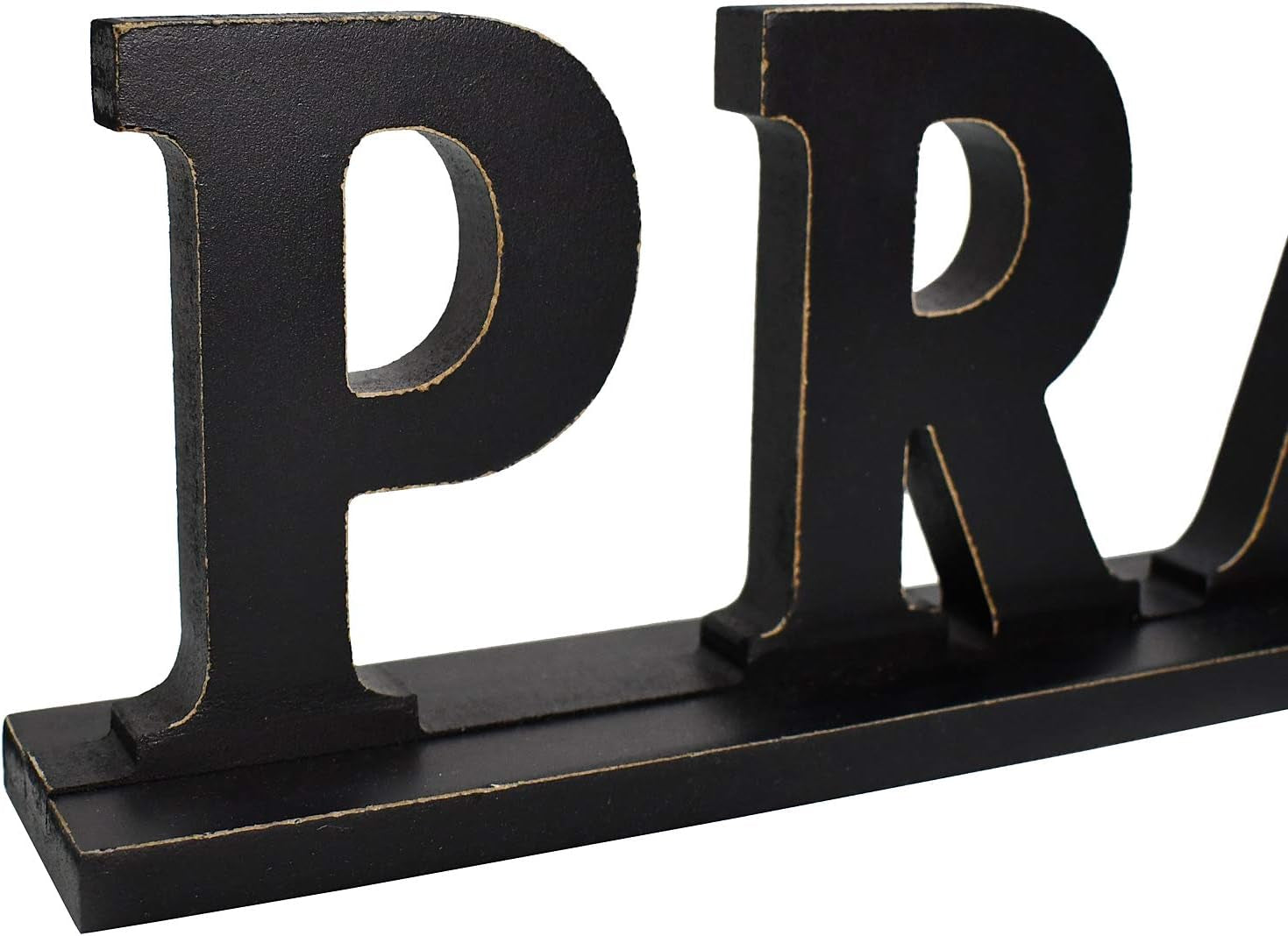 Pray Sign, Decorative Wooden Cutout Word Art, 16.14X4.75 Inches, Black