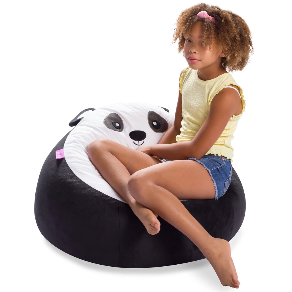 Cute Soft Bean Bag Chair for Kids, Furry, 2.5Ft, Large, Animal - Panda