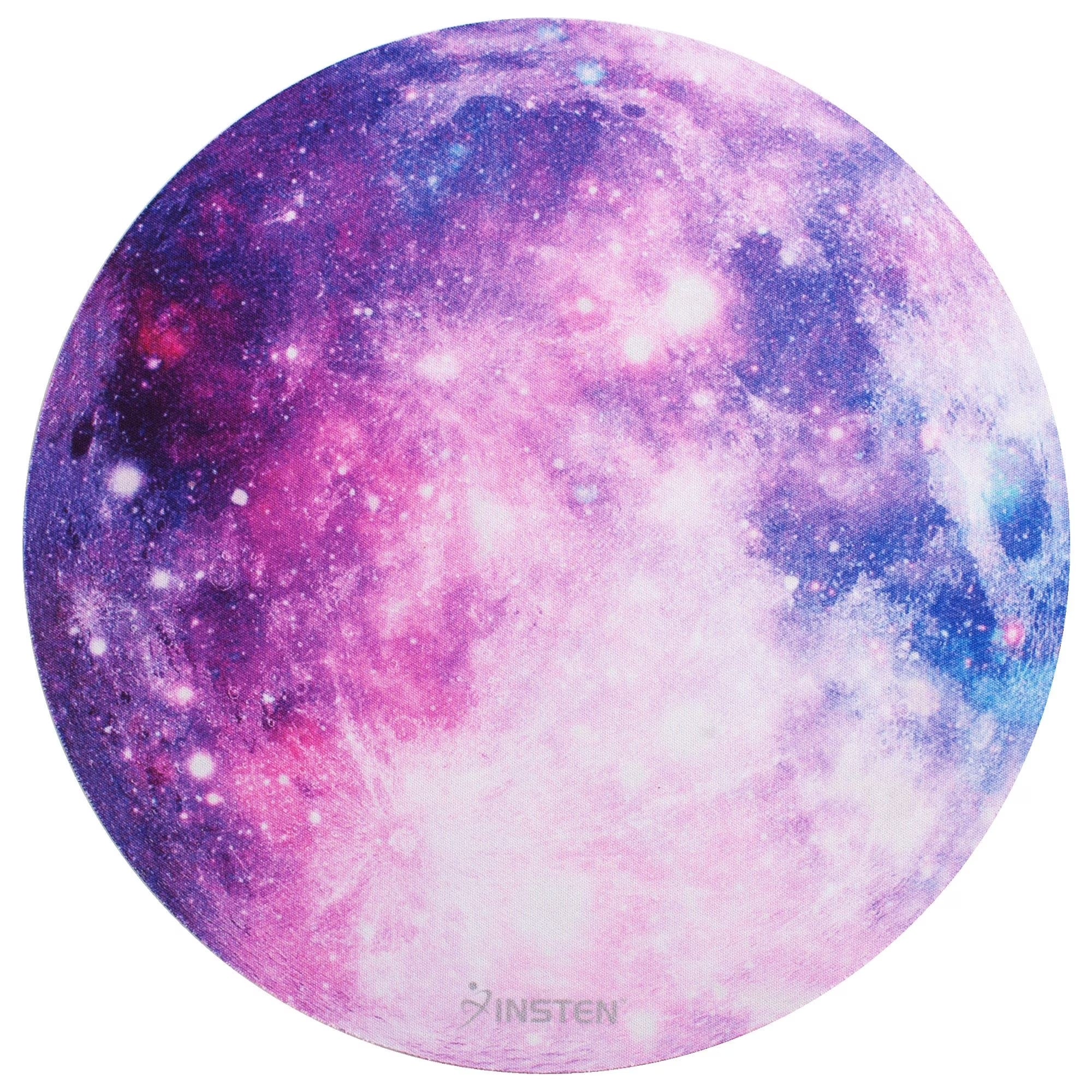 Galaxy Mouse Pad for Computer Desk Laptop, Small round Desktop Mat, Purple Space Mousepad, Non-Slip Rubber
