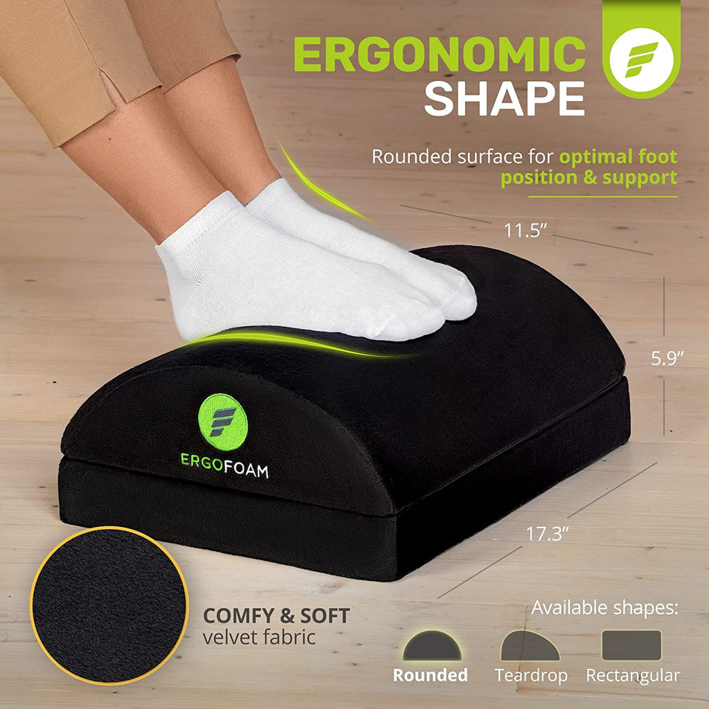 Foot Rest for under Desk at Work Adjustable - Chiropractor-Endorsed, High-Density Foam, Velvet (Black)