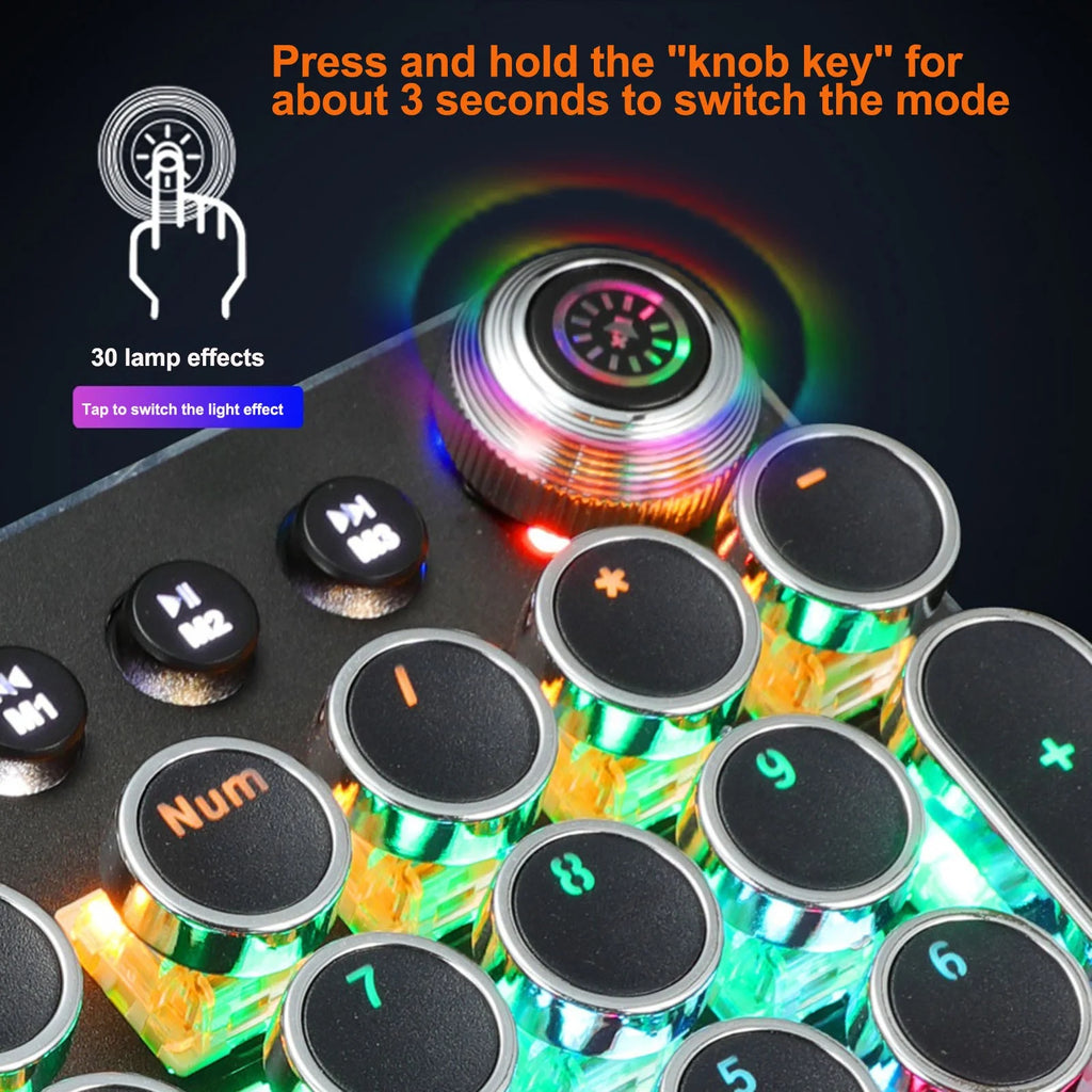 Talet Keyboards Clearance Black Mechanical Steampunk Typewriter RGB Keyboard Cool Light Green