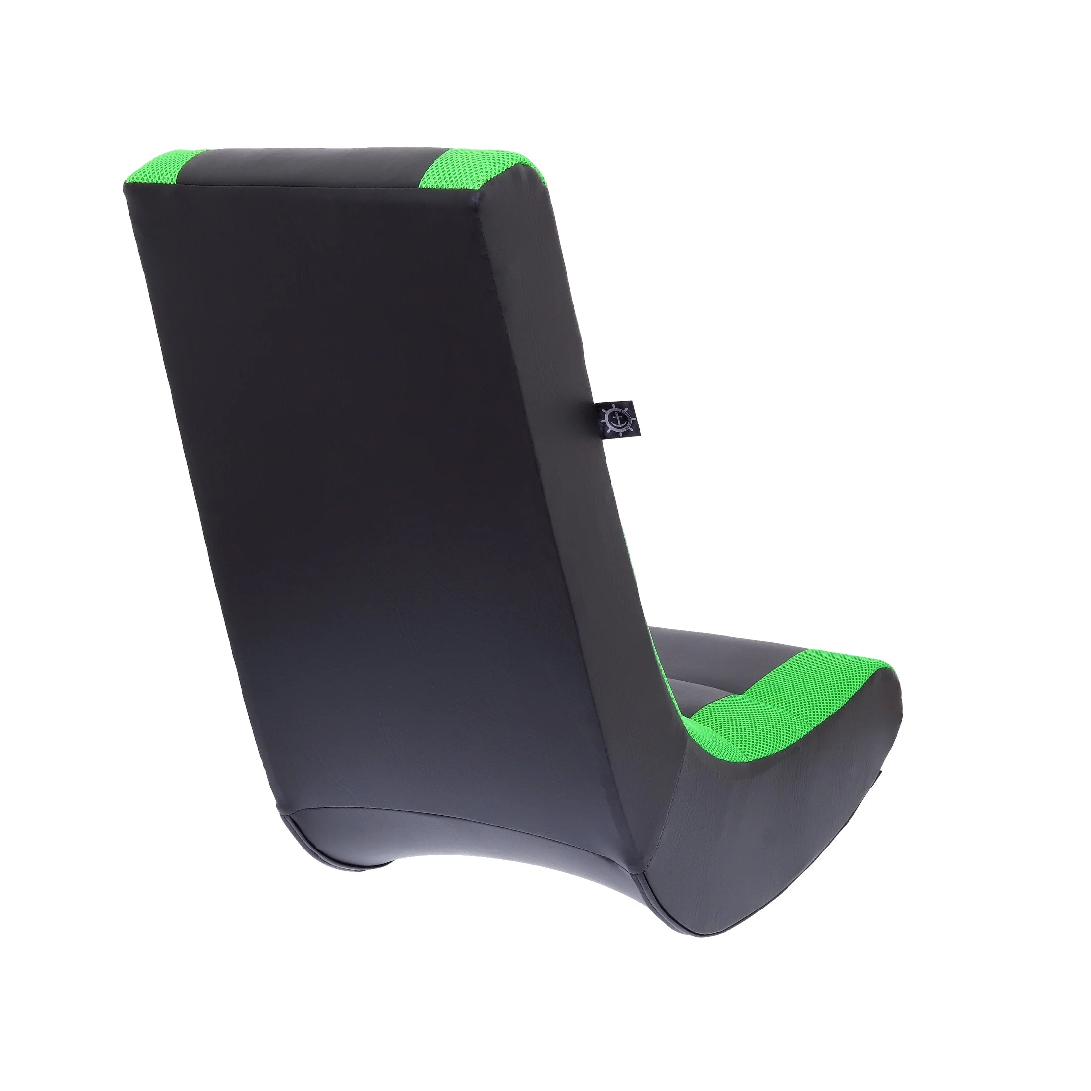 Classic Video Rocker Floor Gaming Chair, Kids and Teens, PU Faux Leather & Polyester Mesh, Black/Green