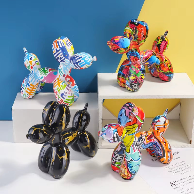 Pop Art Graffiti Balloon Dog Sculpture Object Painting Baloon Statue Ideas Animal Figures Decorative Items for Home Decor