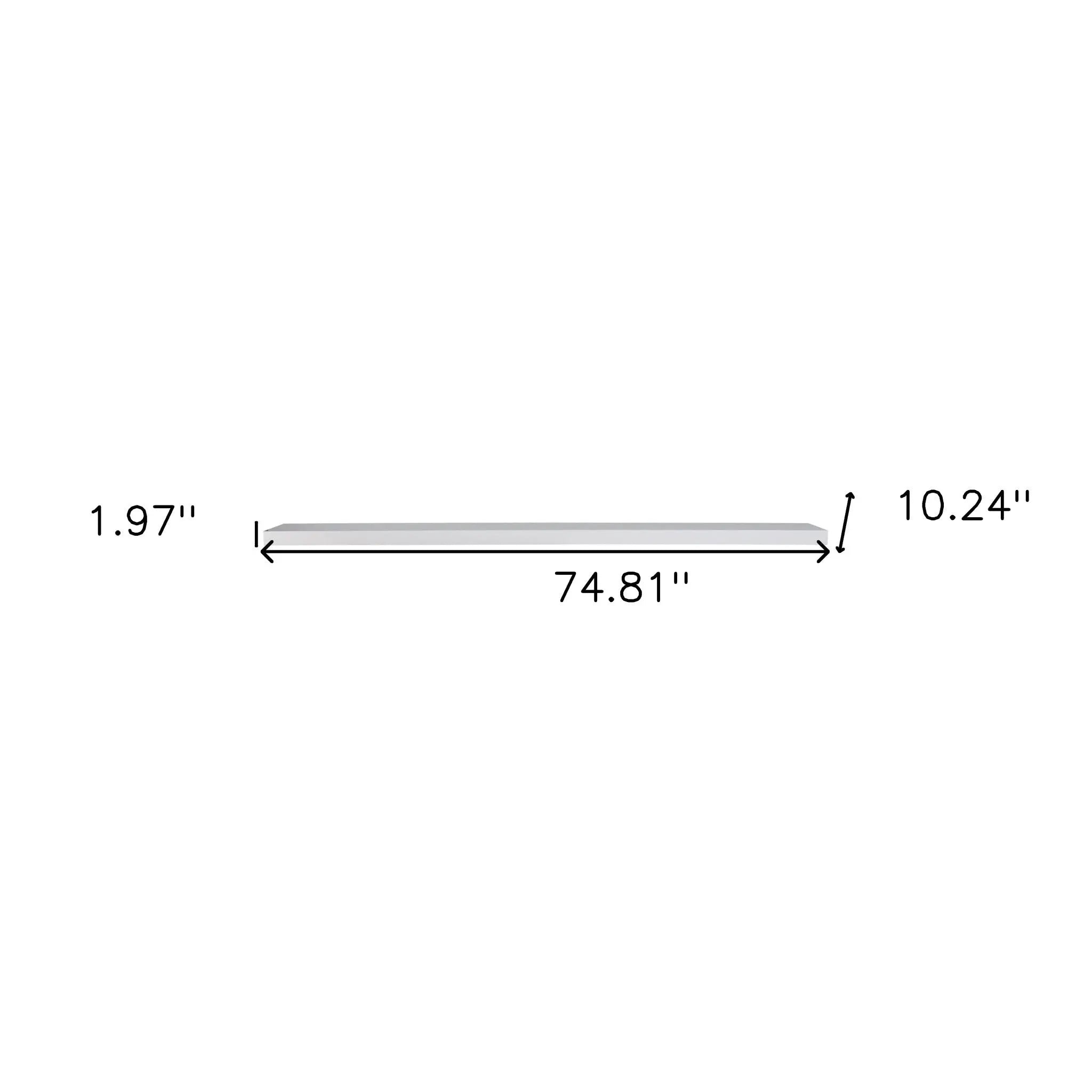 75" White Wooden Wall Mounted Floating Shelf-8