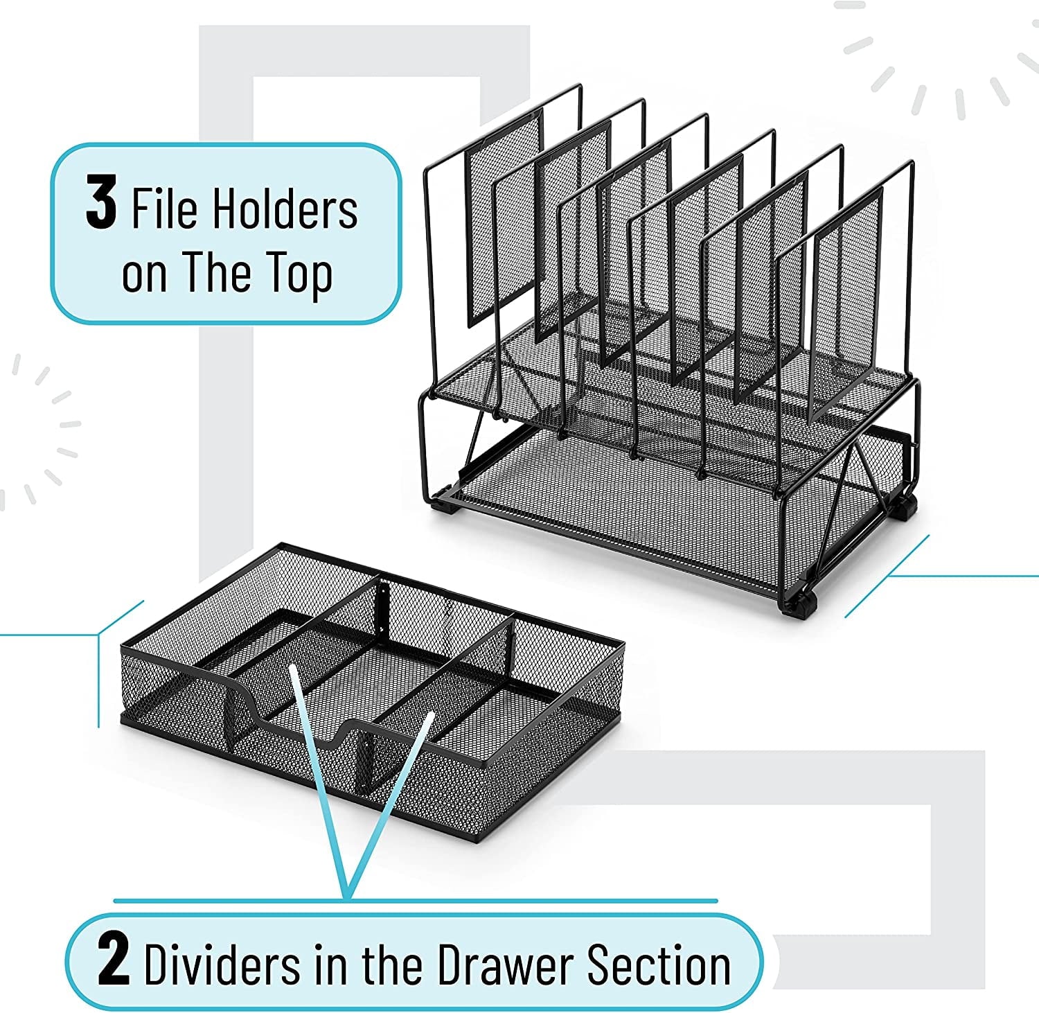 - Mesh Desk Organizer with Drawer, Desk File Organizer, Desk Organizers and Storage, Desk Storage Organizer, Office Organizers for Desk, Office Desk Organizers, Christmas Gifts