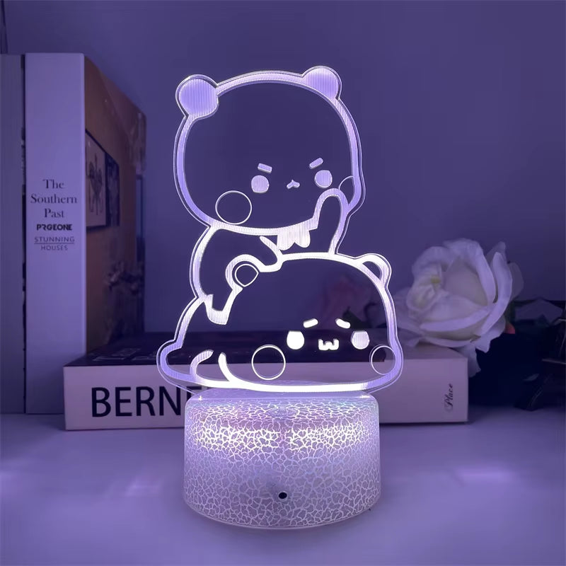 Bubu Dudu Led Night Light Remote Control Bear Panda Figures Lamp USB 16 Colors Adjustable Cartoon Nightlight Home Decorative Gif