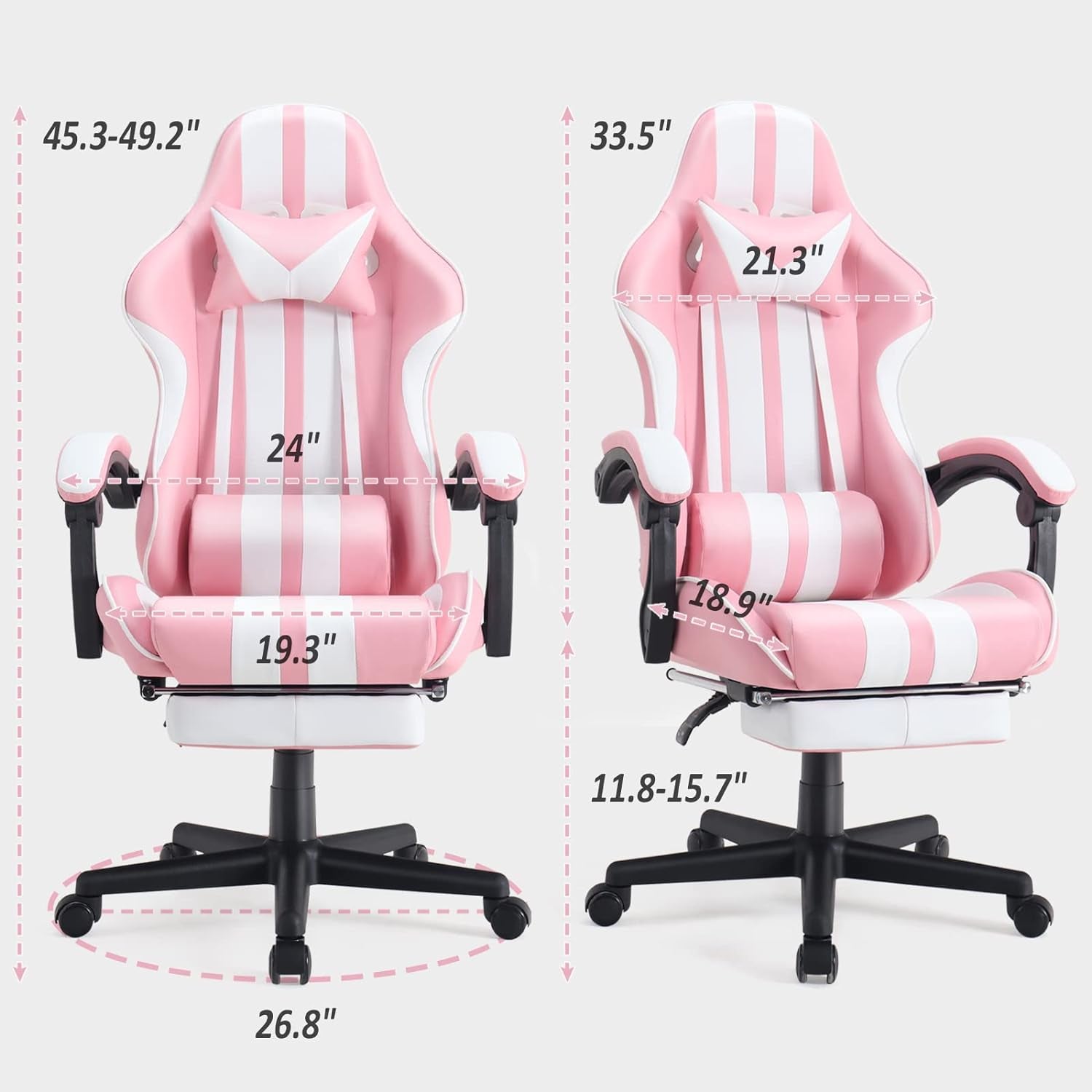 Gaming Chairs with Footrest,Computer Game Chair,Massage Gaming Chairs,Christmas,Xmas Gift,Pc Gaming Chairs for Adults Teens for Gaming Live Streaming Room(Pink,Racing Version)
