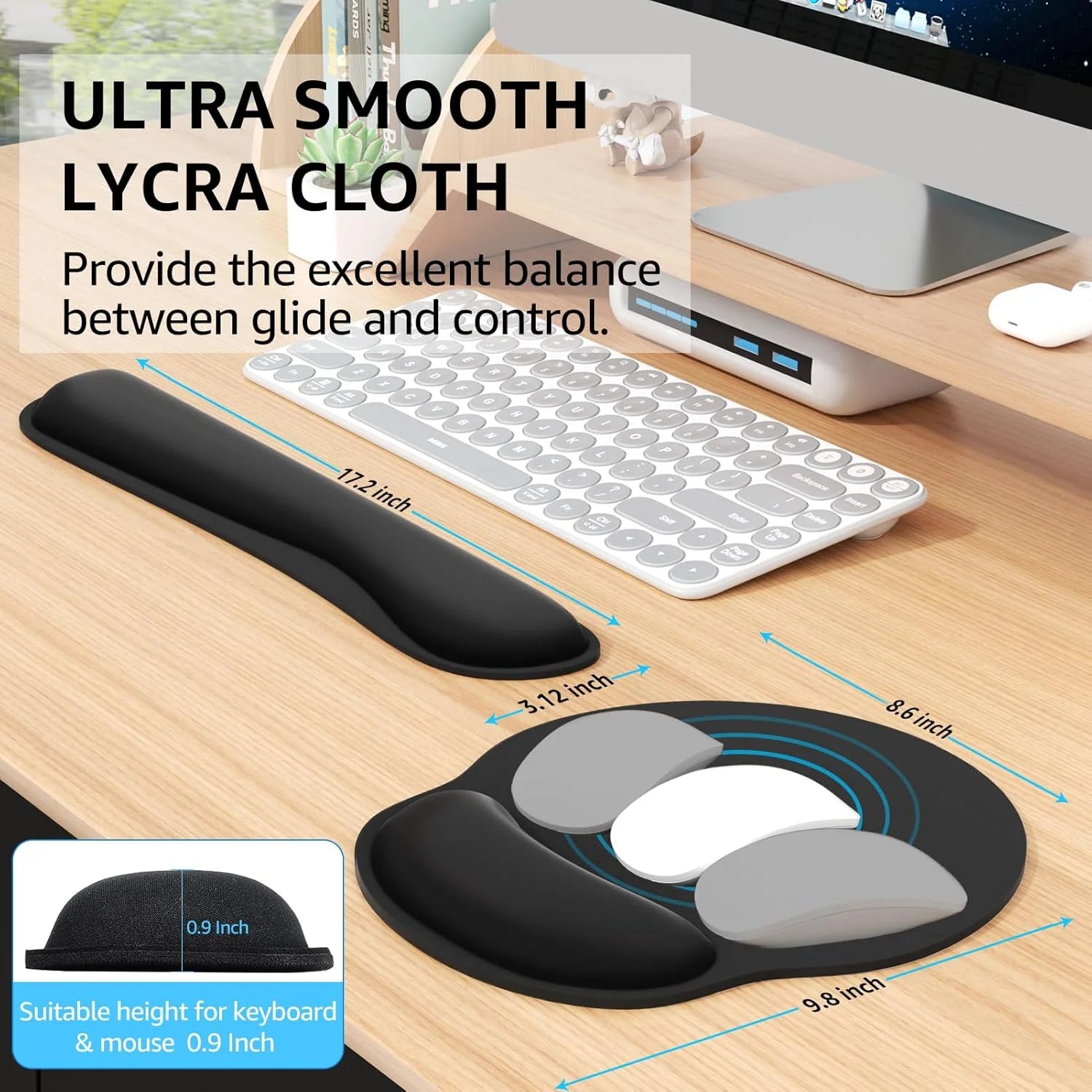 Memory Foam Mouse Pad with Wrist Rest, 2 Count, 1 Pack