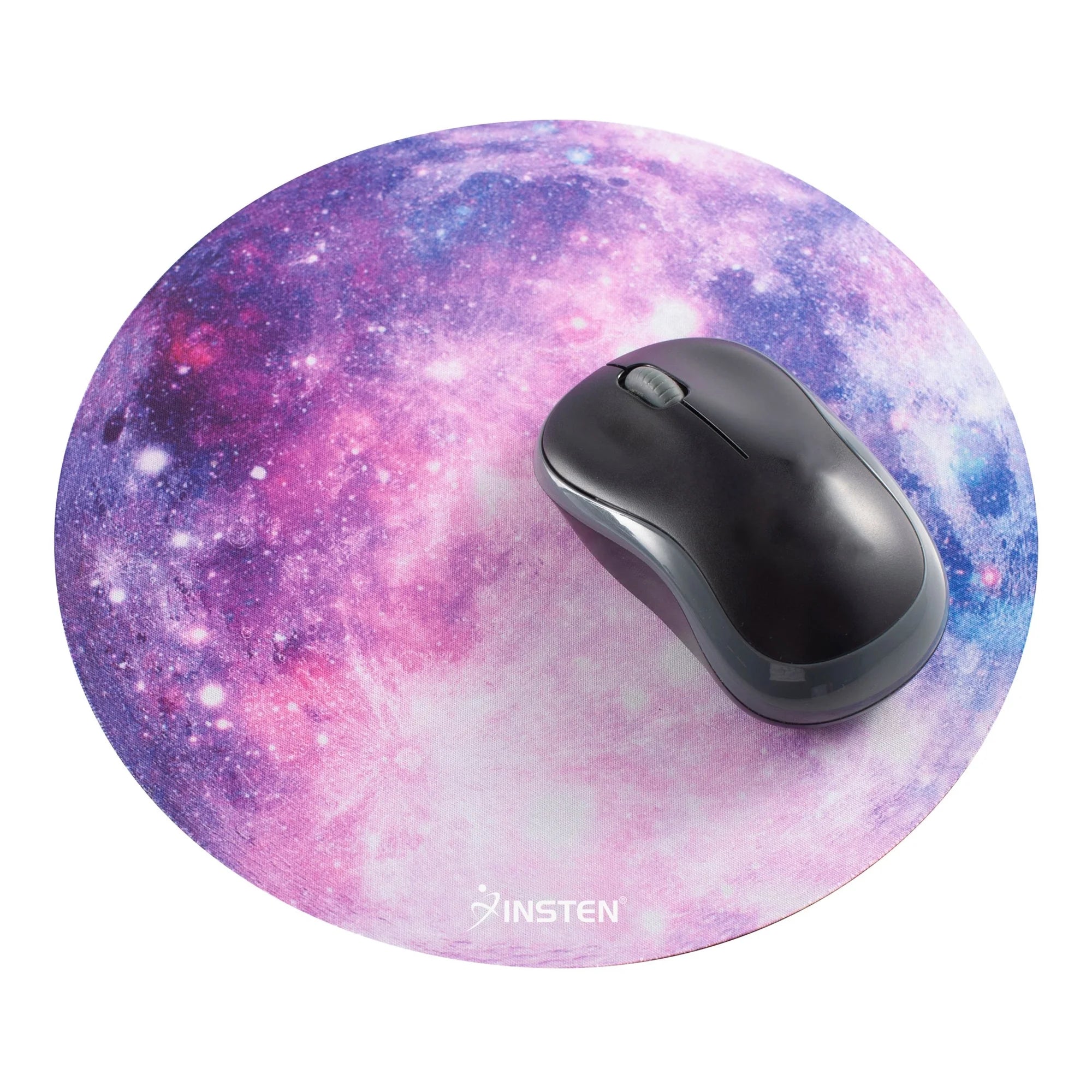 Galaxy Mouse Pad for Computer Desk Laptop, Small round Desktop Mat, Purple Space Mousepad, Non-Slip Rubber