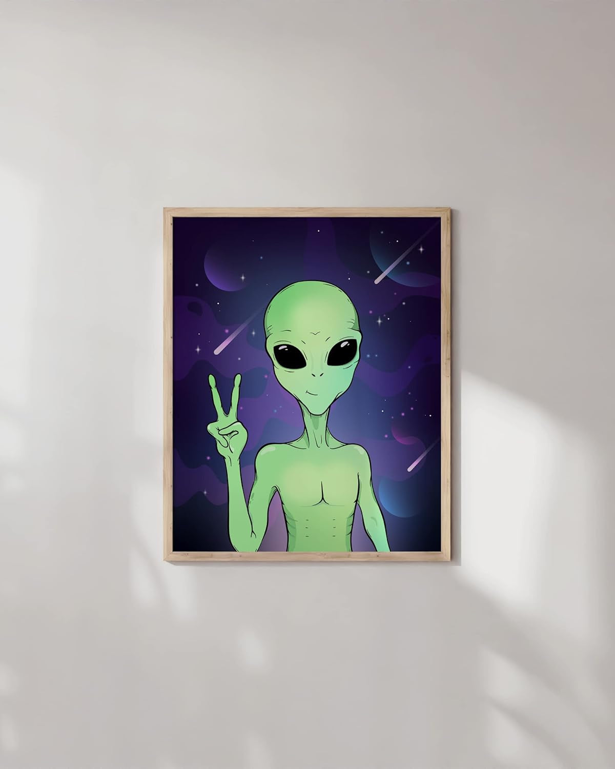 Trippy Alien Poster - Trippy Wall Decor, Alien Art Print, Psychedelic Poster for Room Aesthetic (UNFRAMED 12"X16")
