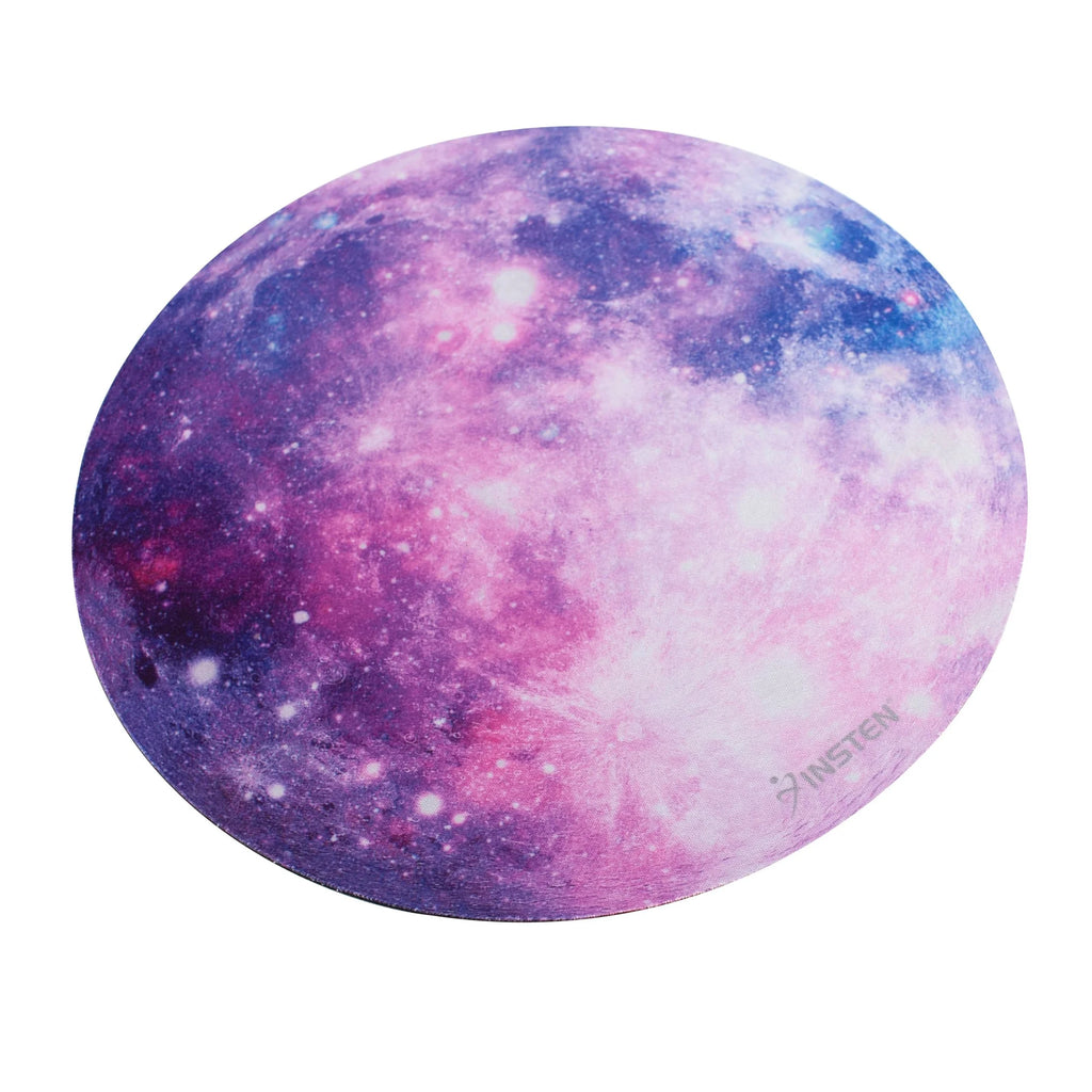 Galaxy Mouse Pad for Computer Desk Laptop, Small round Desktop Mat, Purple Space Mousepad, Non-Slip Rubber