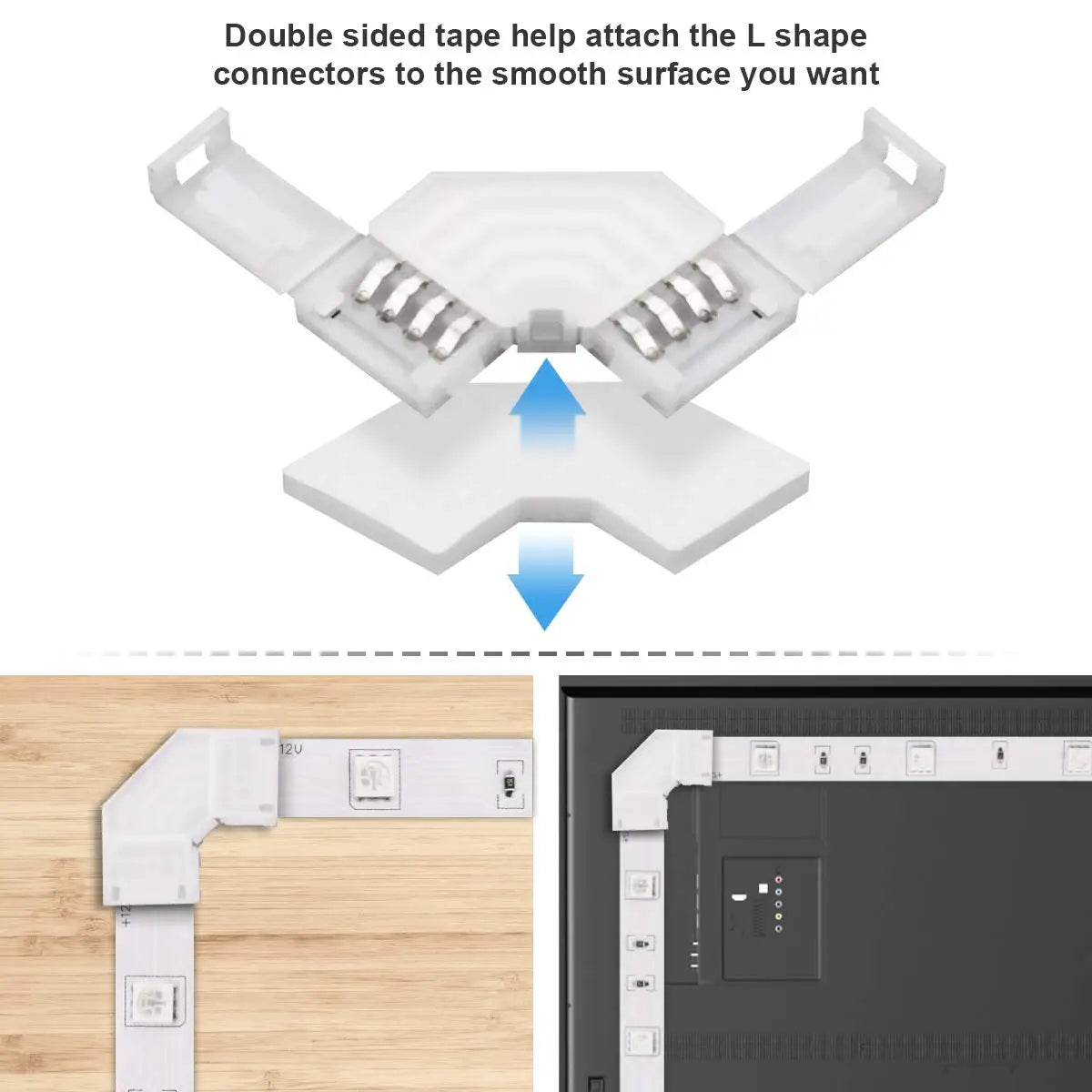 LED Corner RGB Connector 10Mm 4Pin L Shape IP20 LED Light Strip Solderless 90 Degree Right Angle for 5050 3528 Tape Light
