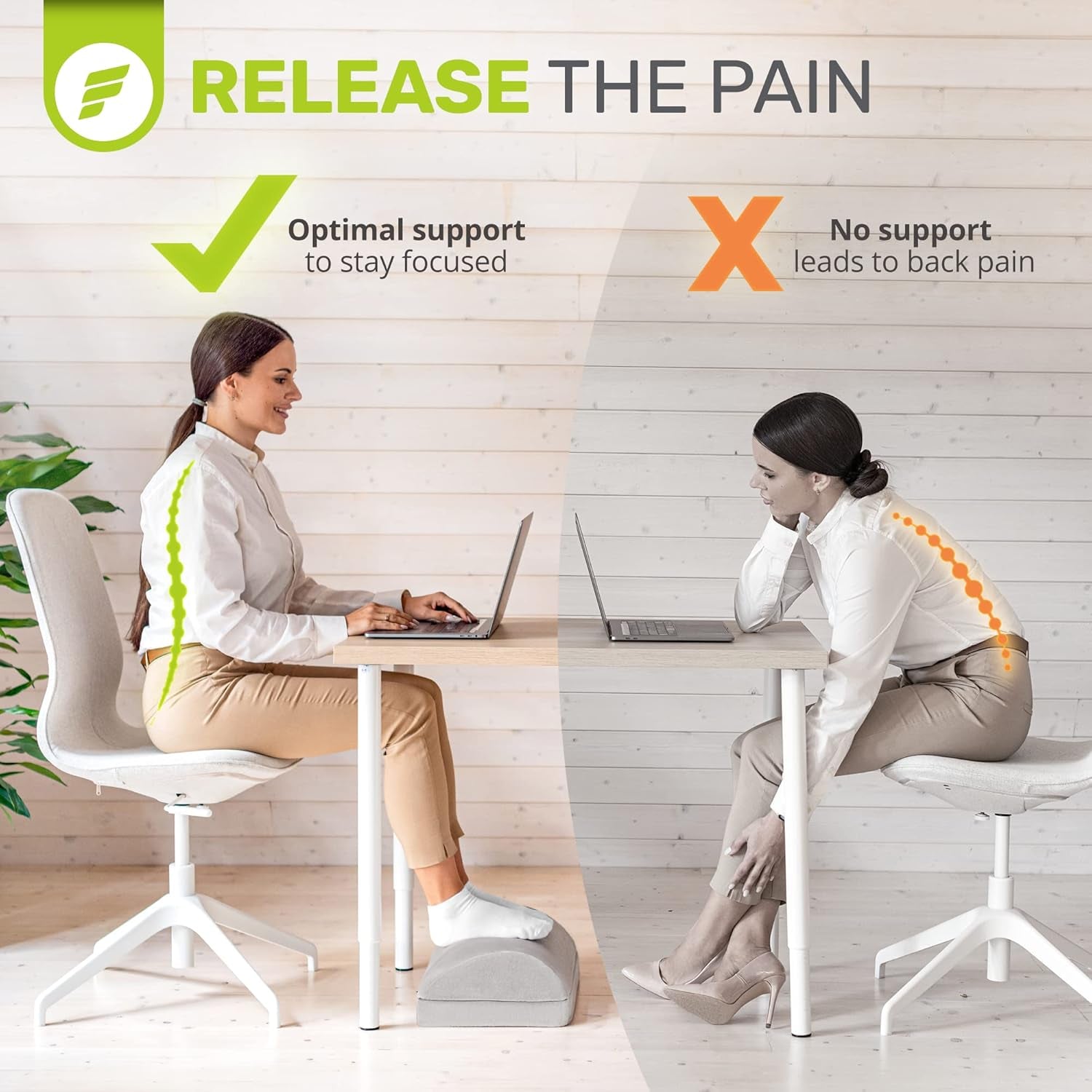 Foot Rest - Chiropractor-Endorsed Orthopedic Teardrop Design - 2In1 Adjustable Premium under Desk Footrest - Ergonomic Foot Rest for Lumbar, Back, Knee Pain (Grey)