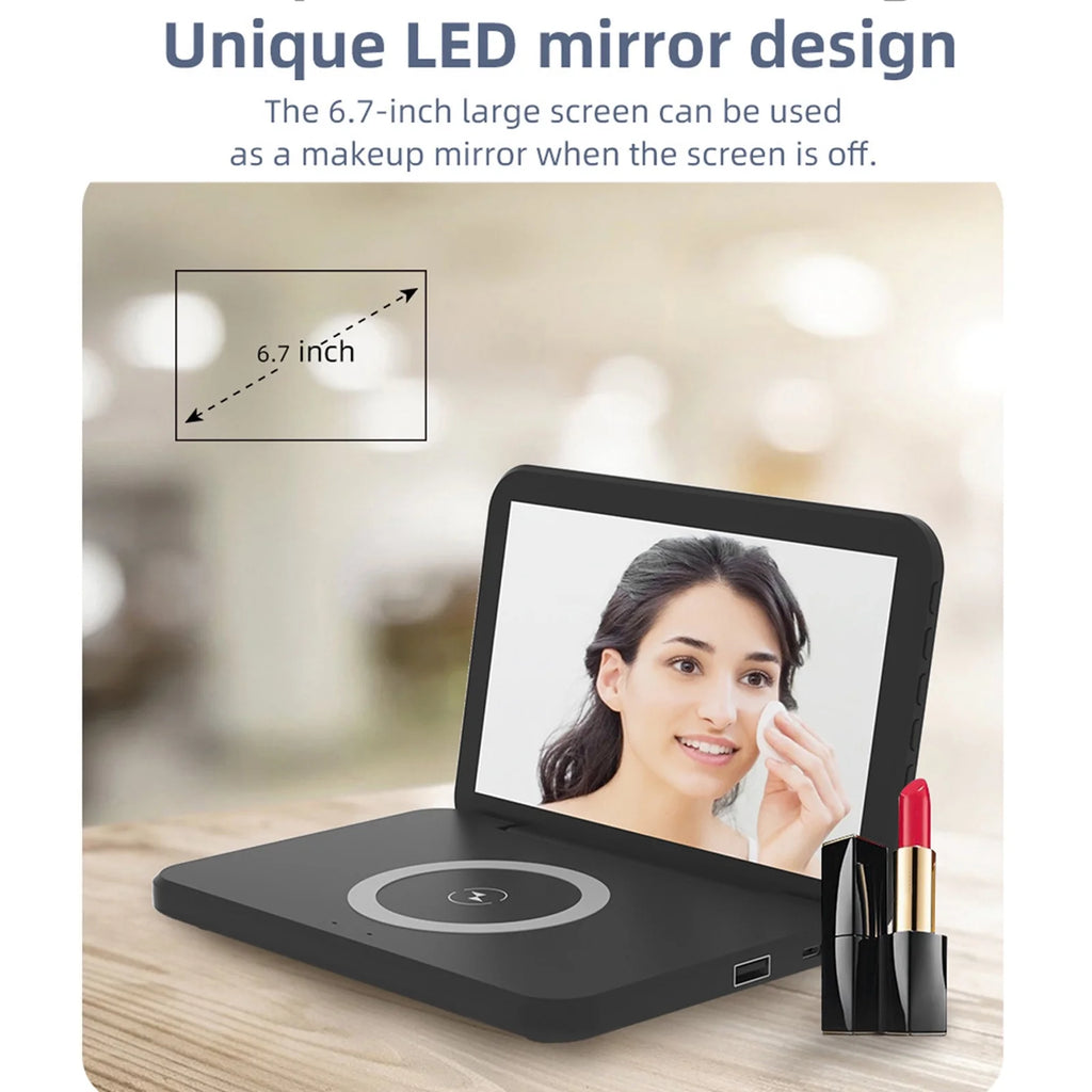 2023 Promotion on Sale, Digital Alarm Clock,Mirror Surface LED Electronic Clocks,With U Charger,Temperature Display,Wireless Charging, Ustom Brightness,For Office Table Bedroom Night