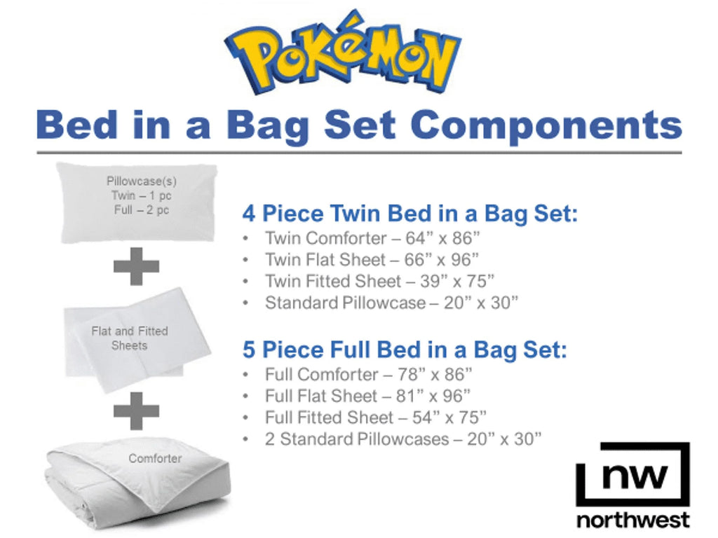 Pokemon 4-Piece Polyester Comforter Bedding Set, Twin