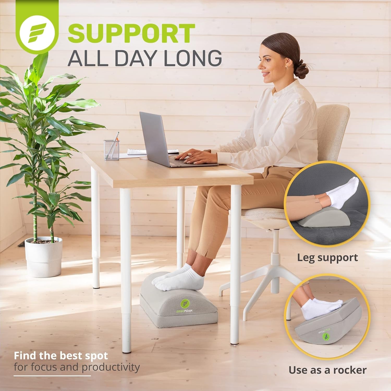 Foot Rest - Chiropractor-Endorsed Orthopedic Teardrop Design - 2In1 Adjustable Premium under Desk Footrest - Ergonomic Foot Rest for Lumbar, Back, Knee Pain (Grey)