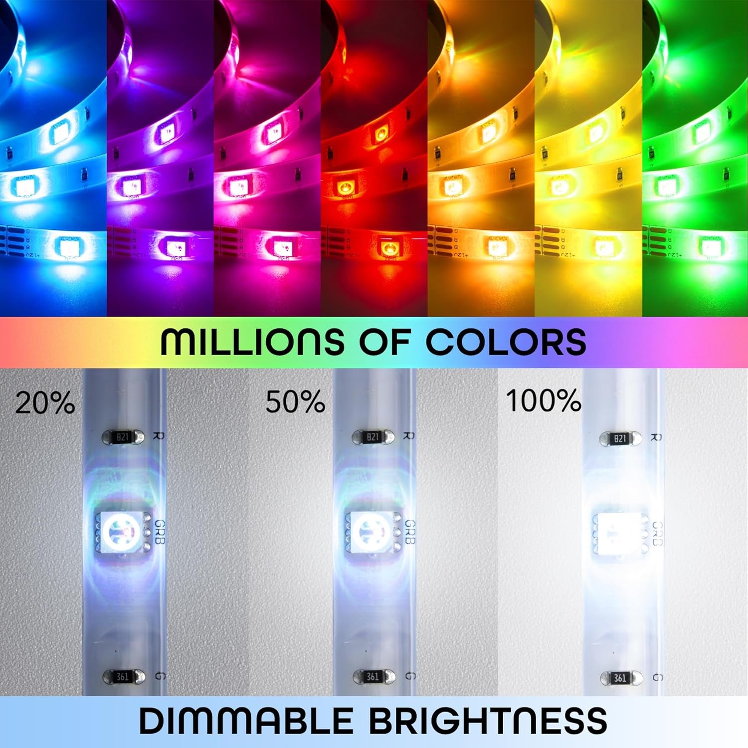 Prisma 5M Smart Wifi LED Strip Lights Works with Alexa, Google Assistant 16 Million Colors Phone App Controlled Light Strip for Home, Kitchen, TV, Party, for Ios and Android, 16.4Ft
