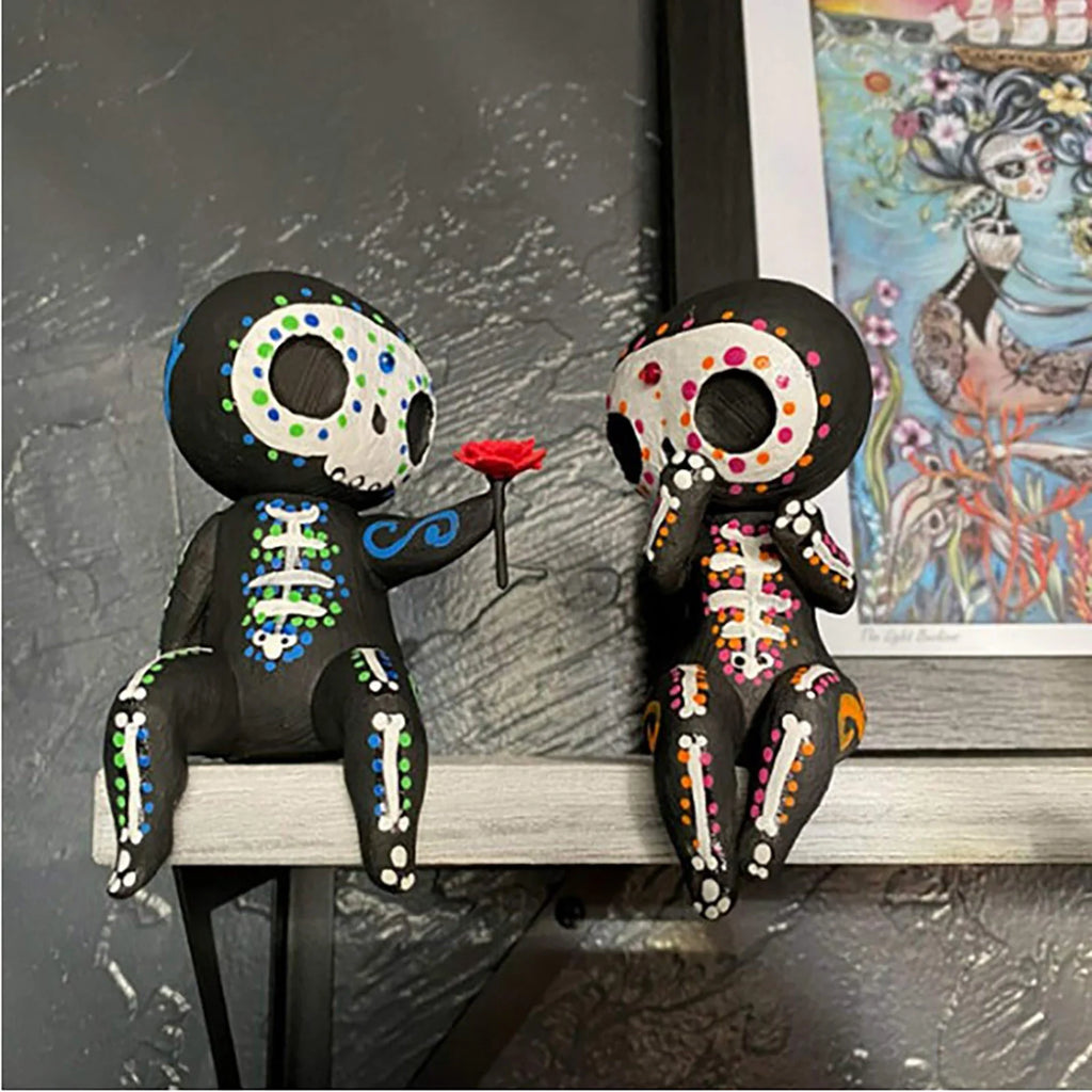 Home Decor , Sugar Skull Coulp Figurine Statues Table Decor Hand Crafts Resin Ornament