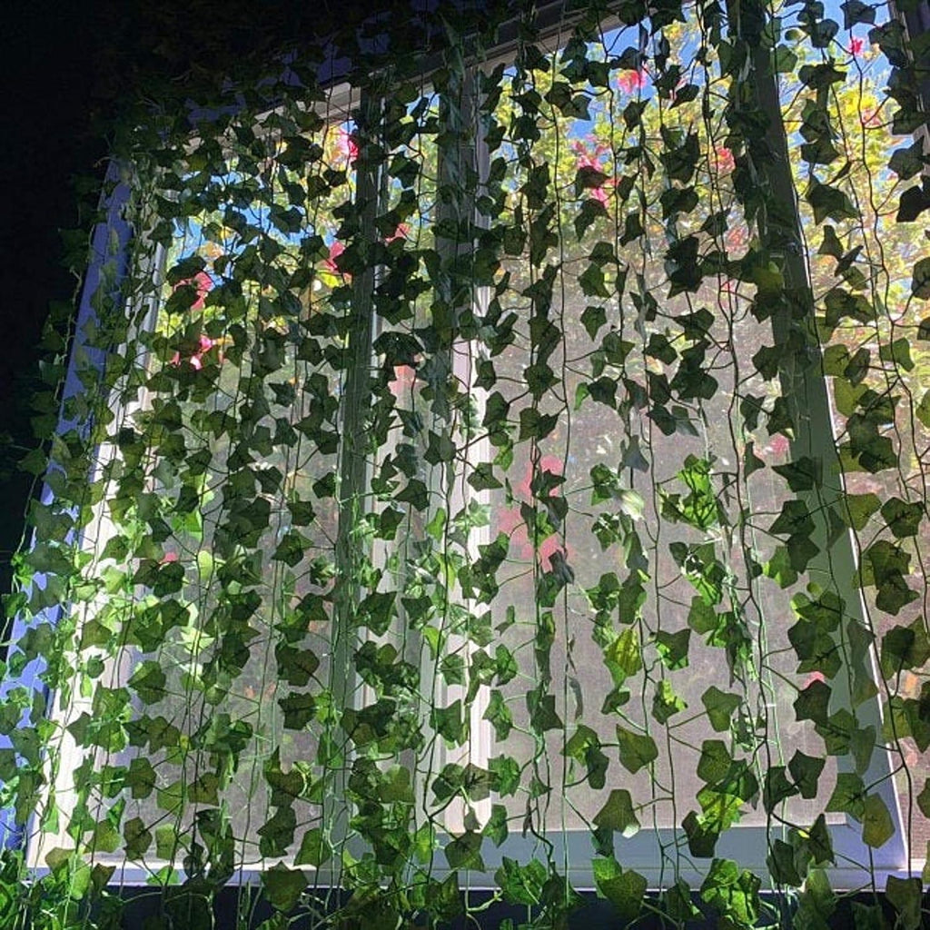 Fake Ivy Leaves Artificial Ivy Greenery Vines for Room Decor Leaves Room Decor Fake Leaves Ivy Eucalyptus Garland Faux Vines Wedding Decor (12 Strands of Ivy)