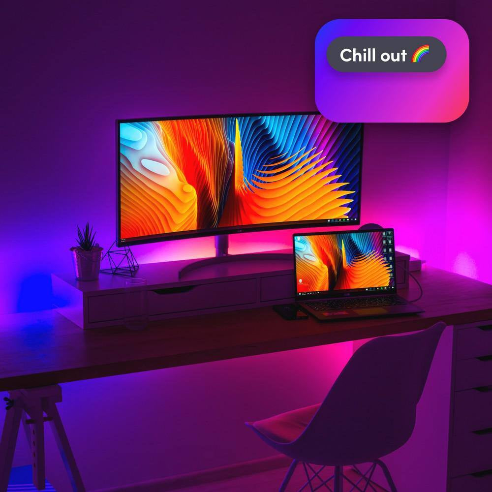 40 In. Smart Multi-Color RGB+W Wi-Fi LED Strip Light Extension, Works with Alexa/Hey Google/Homekit/Siri