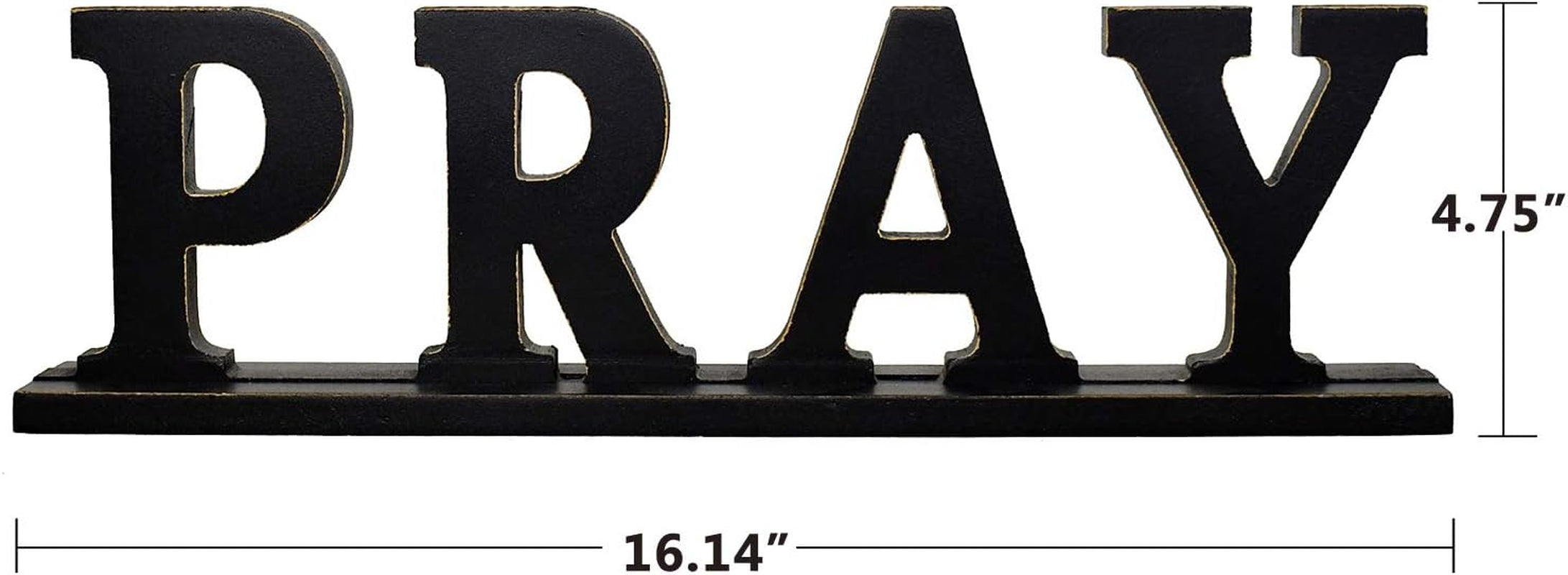 Pray Sign, Decorative Wooden Cutout Word Art, 16.14X4.75 Inches, Black