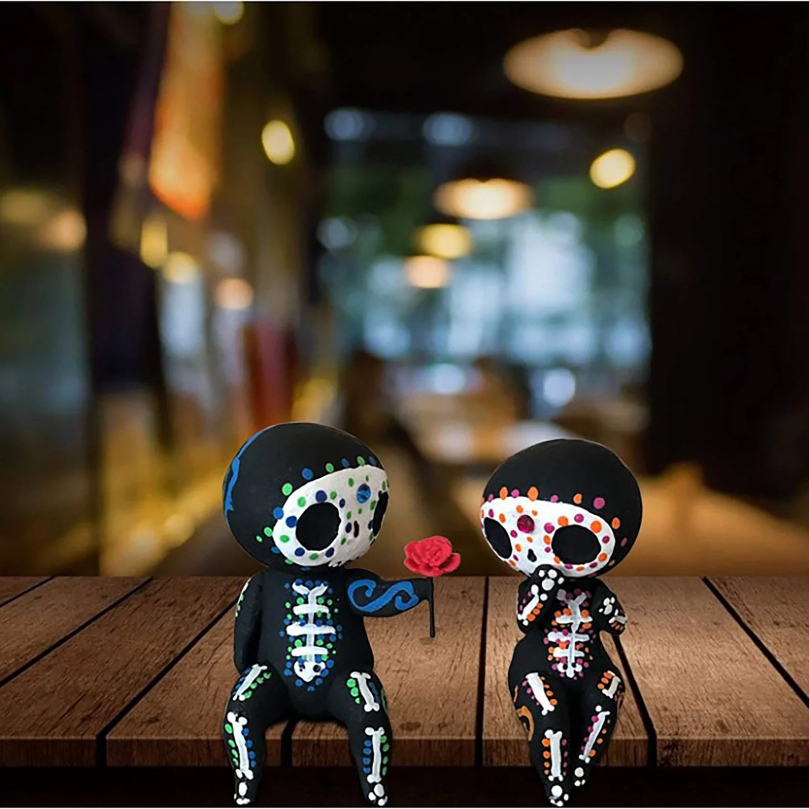 Home Decor , Sugar Skull Coulp Figurine Statues Table Decor Hand Crafts Resin Ornament