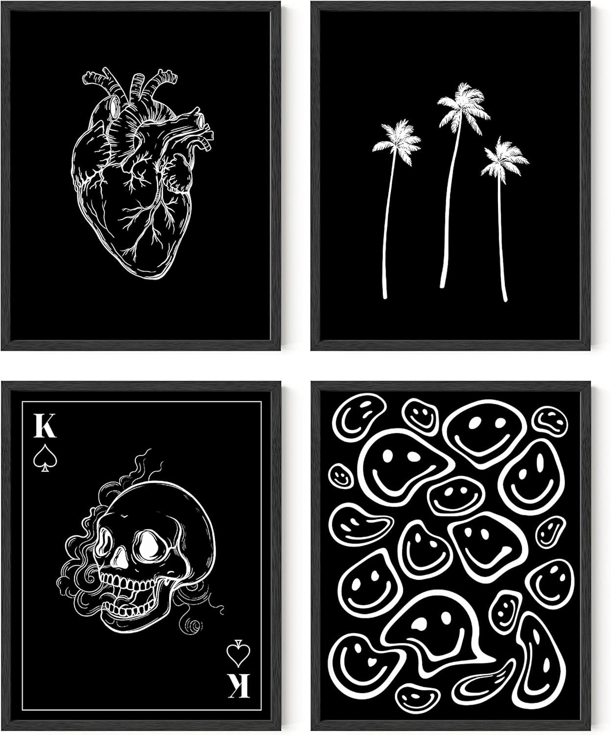 Black and White Poster – Skeleton Art Print, Cool Grunge Wall Decor for Bedroom or Aesthetic Room Design, Goth Skull Poster (11X14, Unframed)