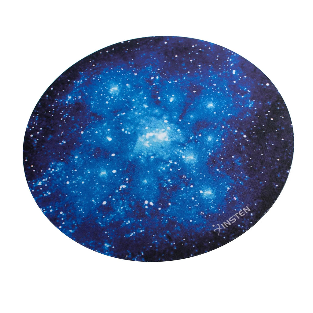 Mouse Pad for Computer Laptop Desktop Gaming Super Smooth round Galaxy Space Planet Moon Design with Non-Slip Rubber Base, Blue Starry Night (8.4 X 8.4 Inch)