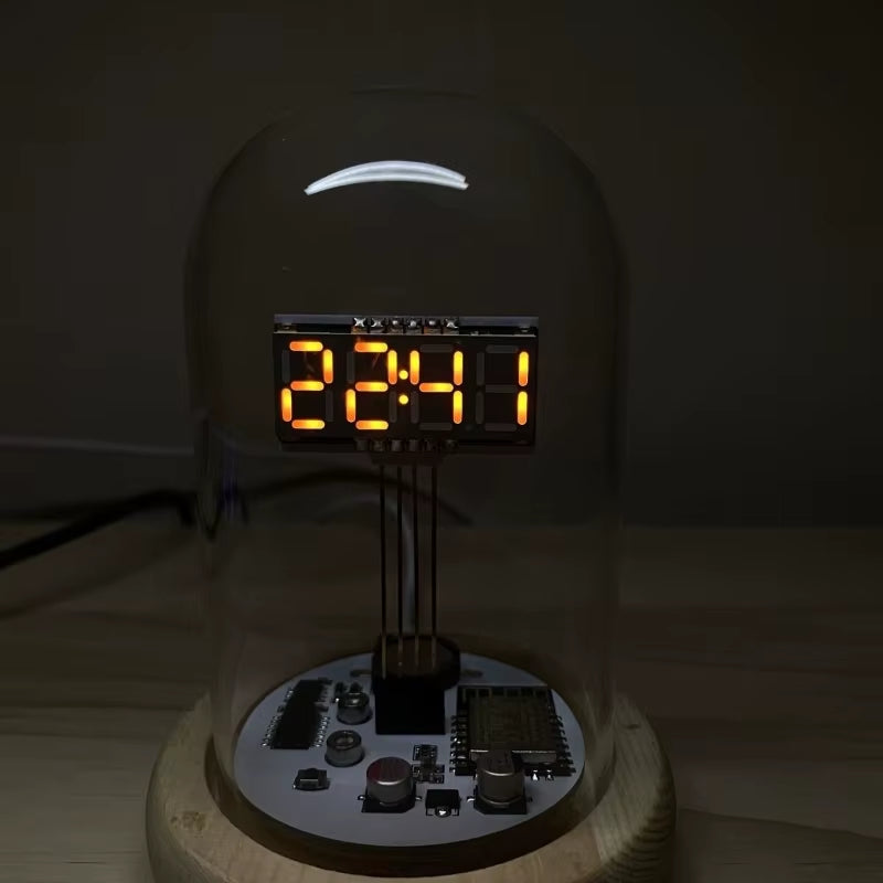 Retro Table Clock Minimalist Decoration Digital Clock Living Room Nixie Clocks Transparent Wifi Desk Clocks Aesthetic Decor