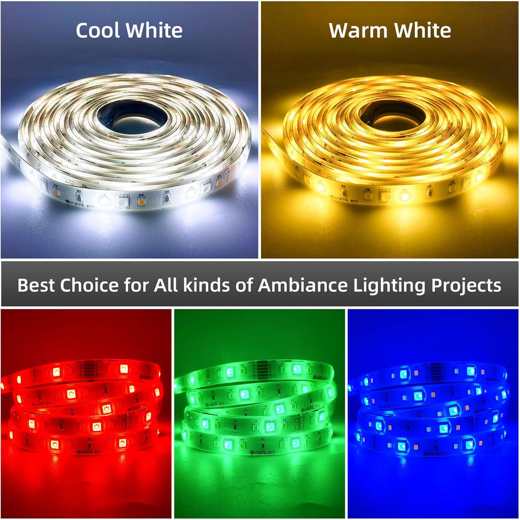 DC24V RGBWW LED Strip Lights 32.8Ft/Roll,Dimmable RGB Cold White Warm White(2700K-6000K) SMD5050 6 Wire Full Color Ambiance Daylight RGBWW Lightstrip Plus,Only 10M RGBCCT LED Lightstrip