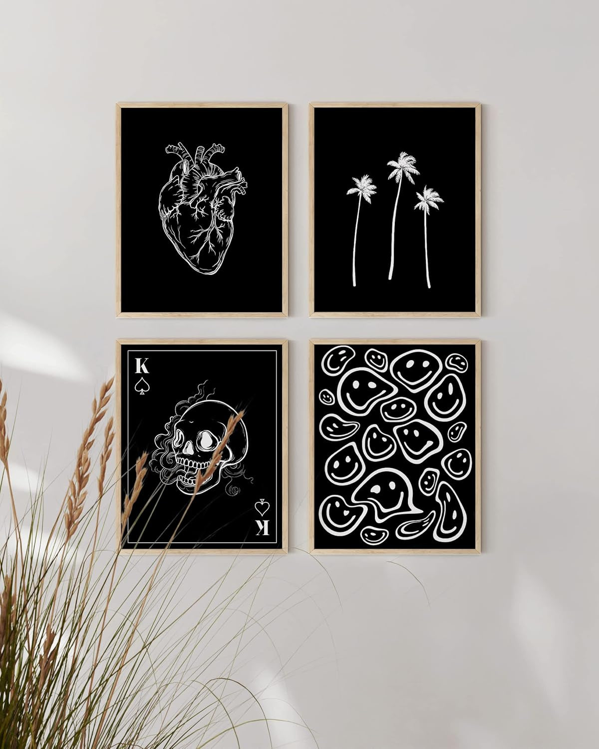 Black and White Poster – Skeleton Art Print, Cool Grunge Wall Decor for Bedroom or Aesthetic Room Design, Goth Skull Poster (11X14, Unframed)