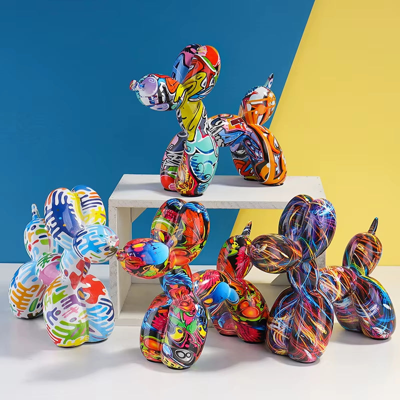 Pop Art Graffiti Balloon Dog Sculpture Object Painting Baloon Statue Ideas Animal Figures Decorative Items for Home Decor