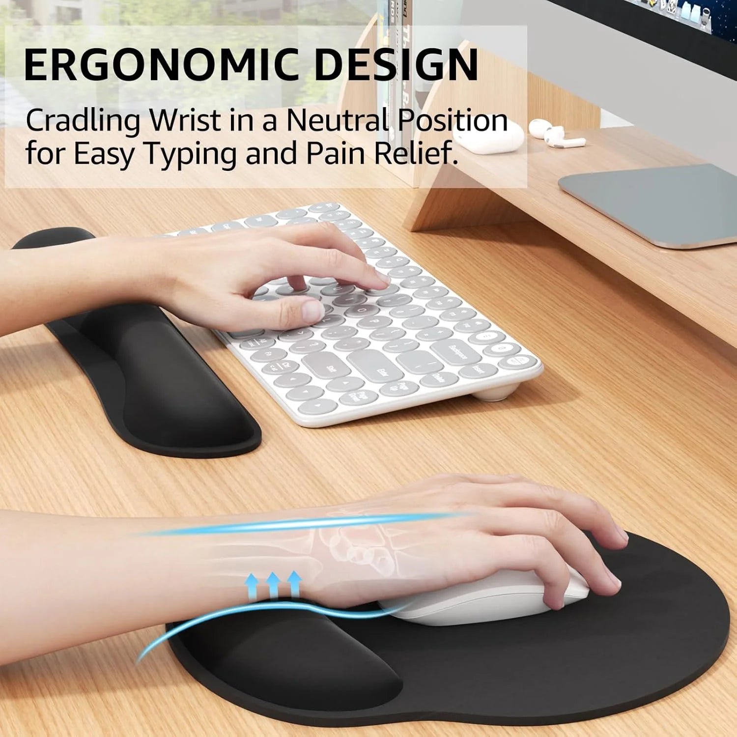 Memory Foam Mouse Pad with Wrist Rest, 2 Count, 1 Pack