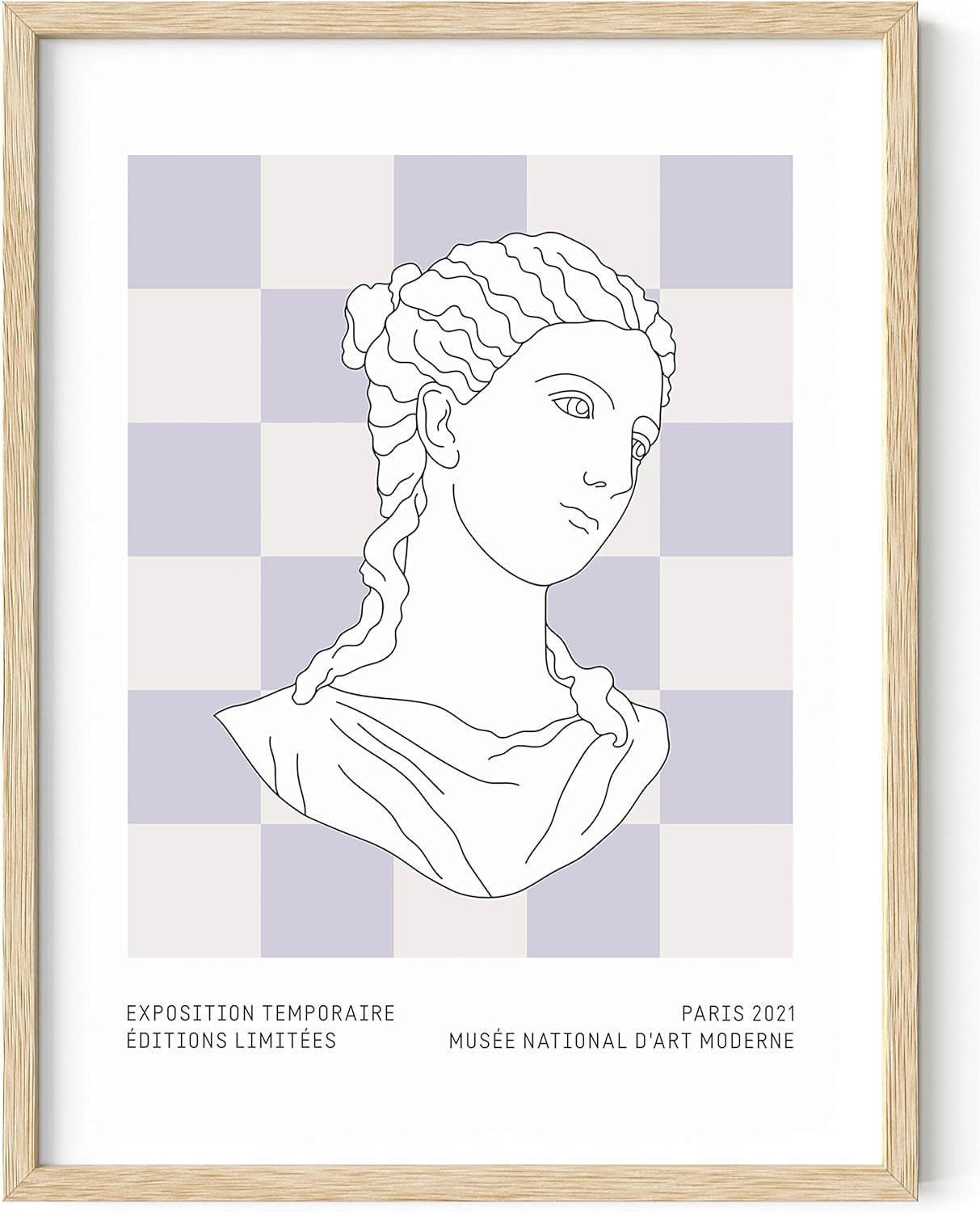 Danish Pastel Posters, Aesthetic Pastel Room Decor, Purple Wall Art, Danish Decor (Beige Frame, 12X16)