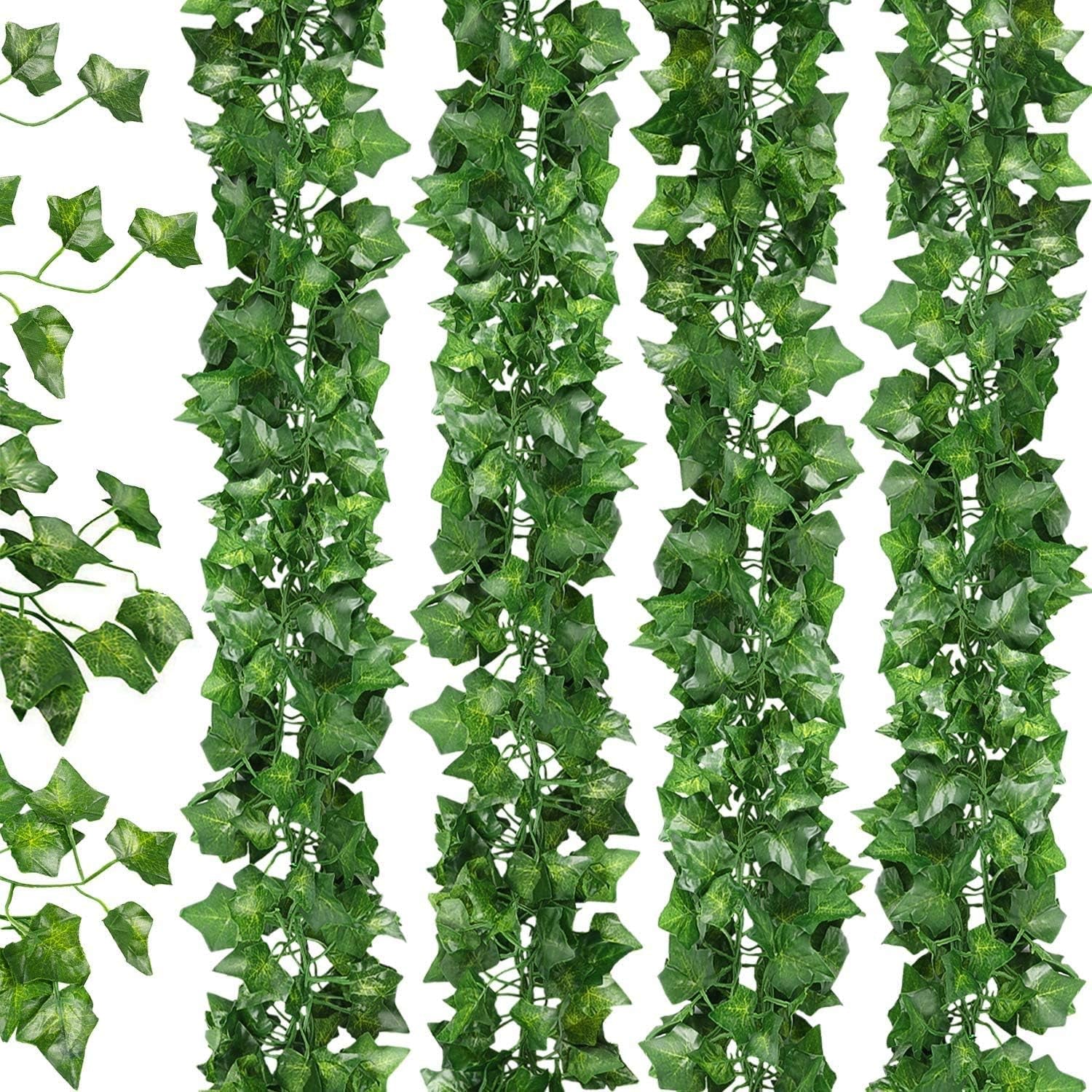 Fake Ivy Leaves Artificial Ivy Greenery Vines for Room Decor Leaves Room Decor Fake Leaves Ivy Eucalyptus Garland Faux Vines Wedding Decor (12 Strands of Ivy)