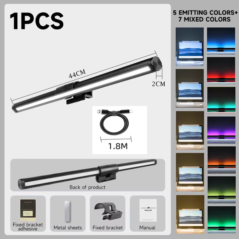 Monitor Light Bar Desk Lamps Led Bar PC Monitor Lightbar with RGB Backlight Stepless Dimmable Computer LED Screen Hanging Lights