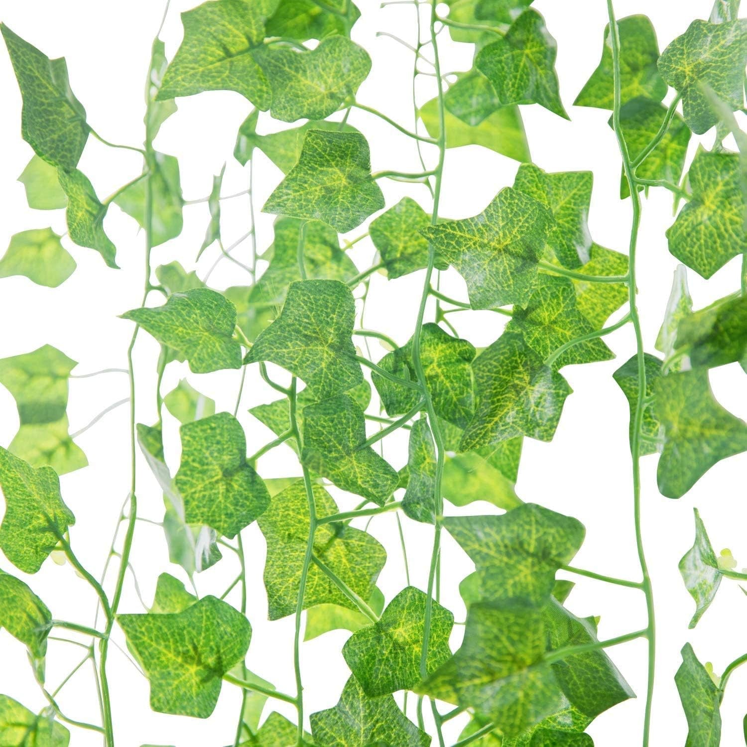 Fake Ivy Leaves Artificial Ivy Greenery Vines for Room Decor Leaves Room Decor Fake Leaves Ivy Eucalyptus Garland Faux Vines Wedding Decor (12 Strands of Ivy)