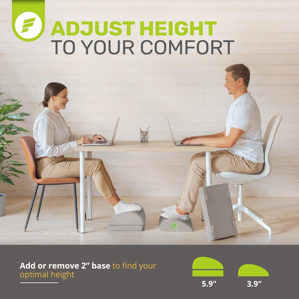 Foot Rest - Chiropractor-Endorsed Orthopedic Teardrop Design - 2In1 Adjustable Premium under Desk Footrest - Ergonomic Foot Rest for Lumbar, Back, Knee Pain (Grey)