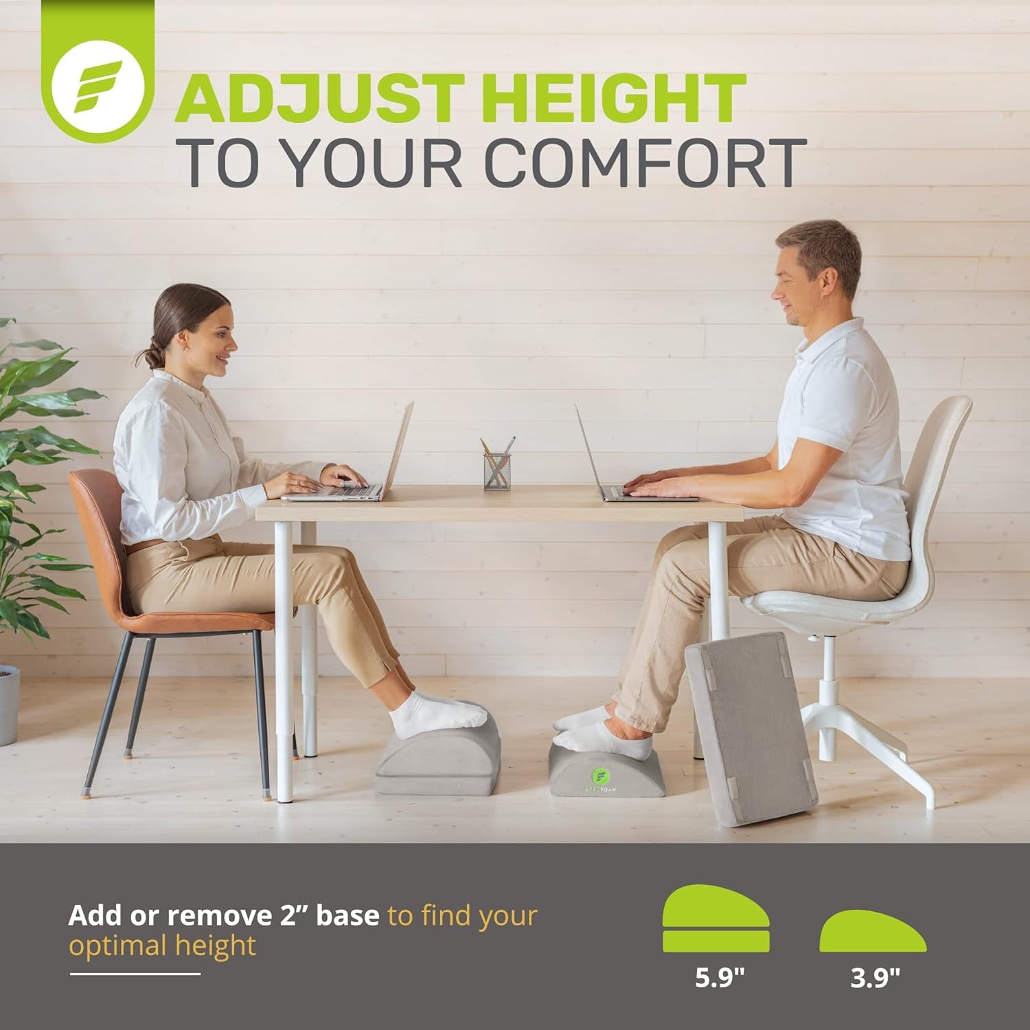 Foot Rest - Chiropractor-Endorsed Orthopedic Teardrop Design - 2In1 Adjustable Premium under Desk Footrest - Ergonomic Foot Rest for Lumbar, Back, Knee Pain (Grey)