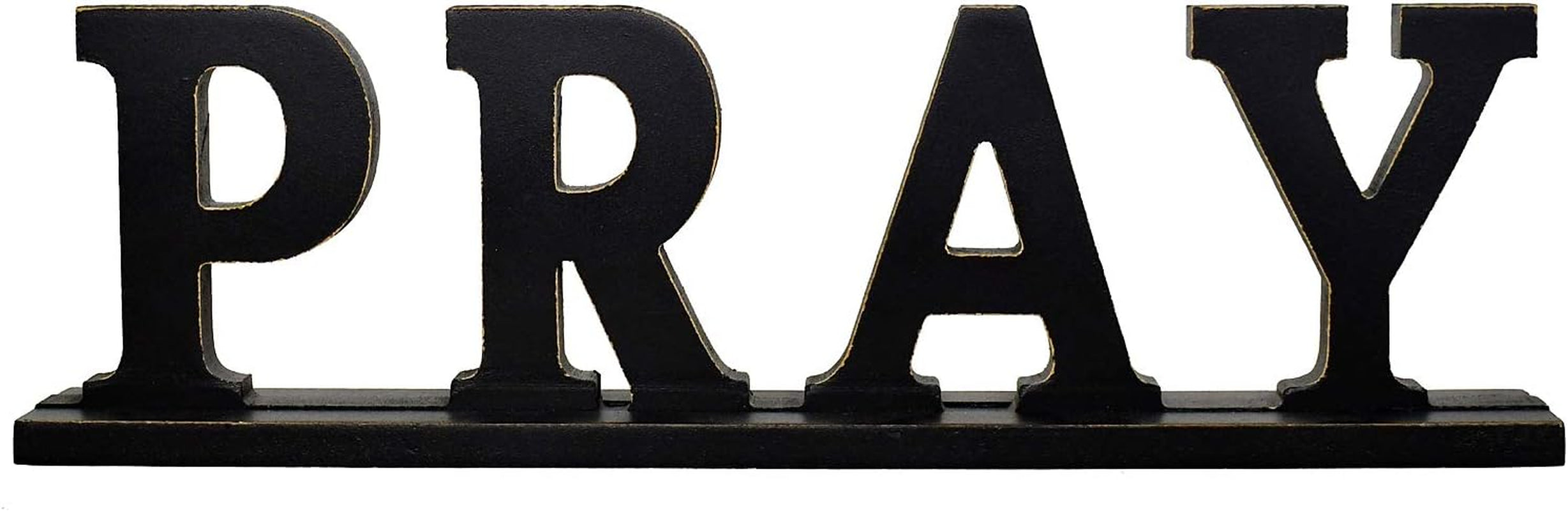 Pray Sign, Decorative Wooden Cutout Word Art, 16.14X4.75 Inches, Black